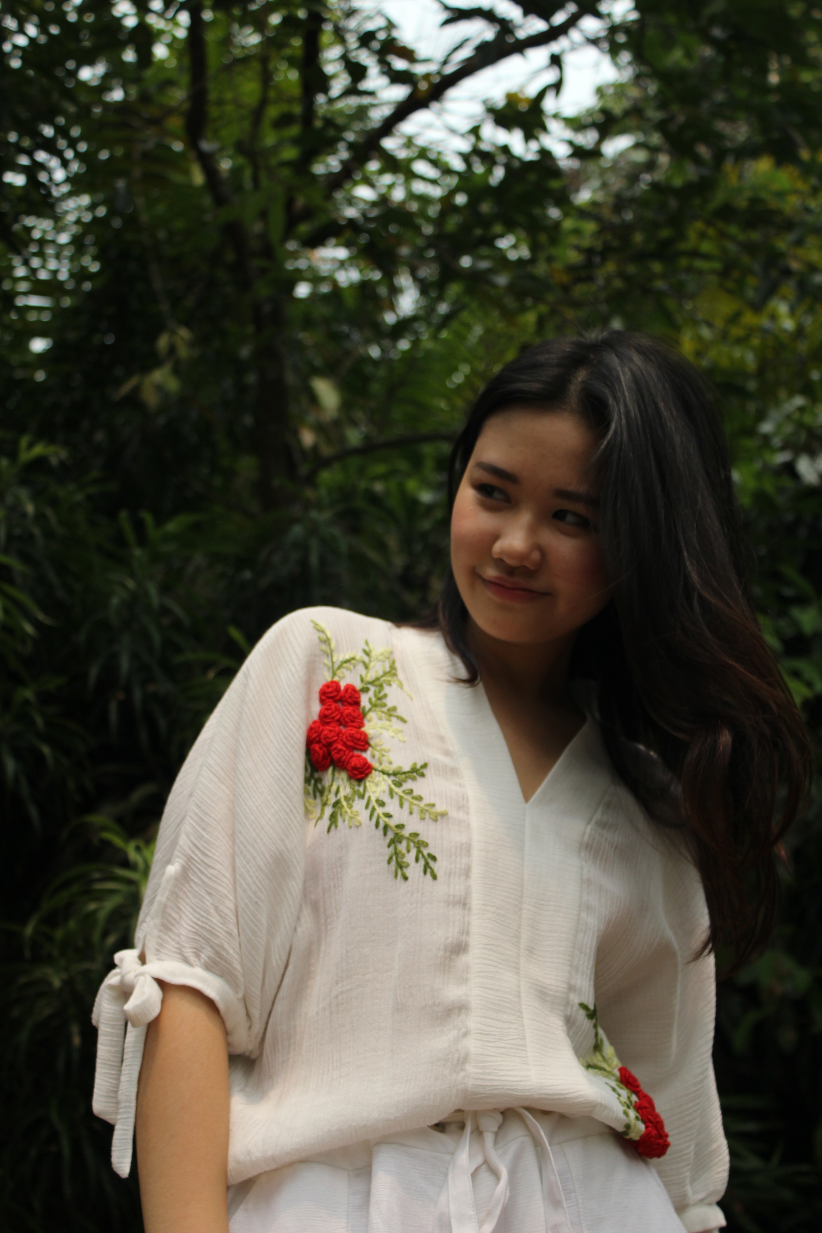 Silk crepe love top - Snow white