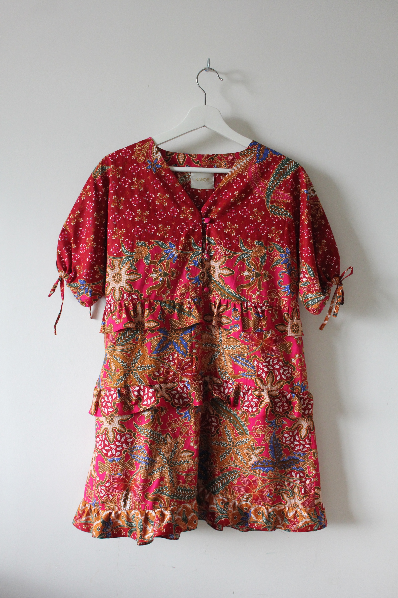 Batik Frill Dress - Fushia Rieyl