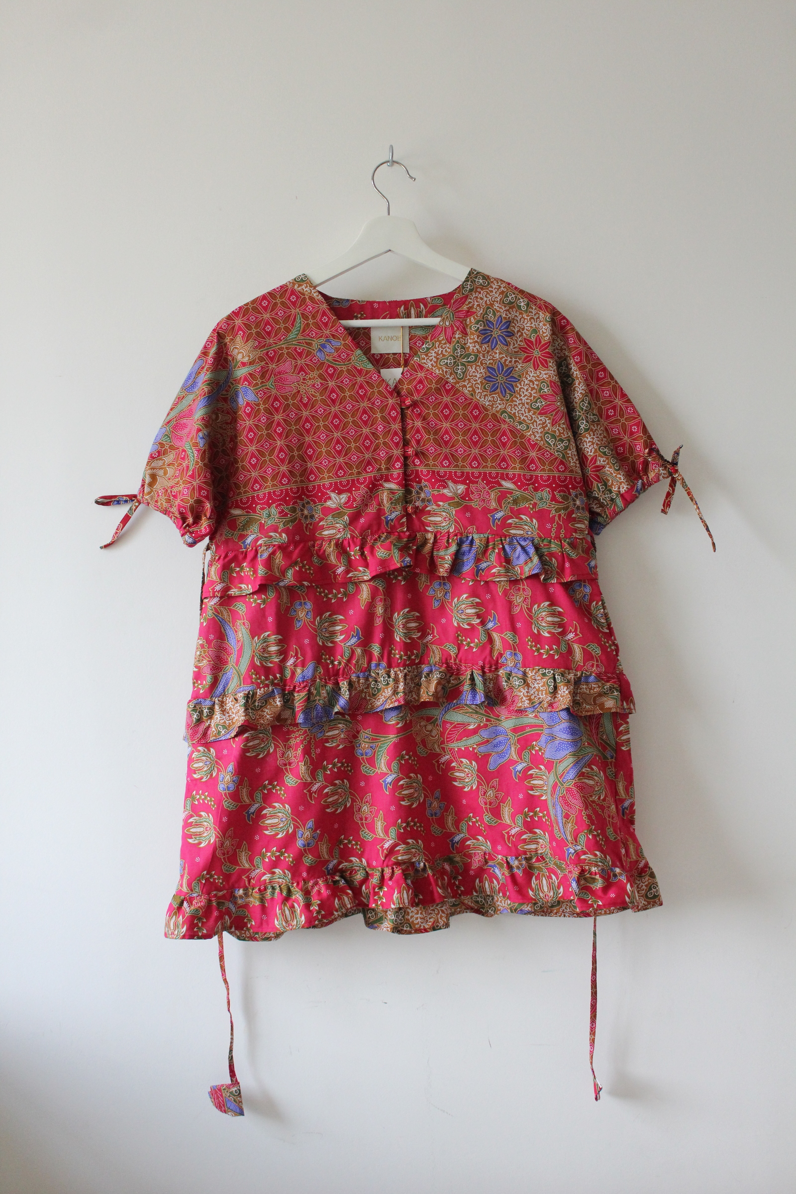 Batik Frill Dress - Red Tiles