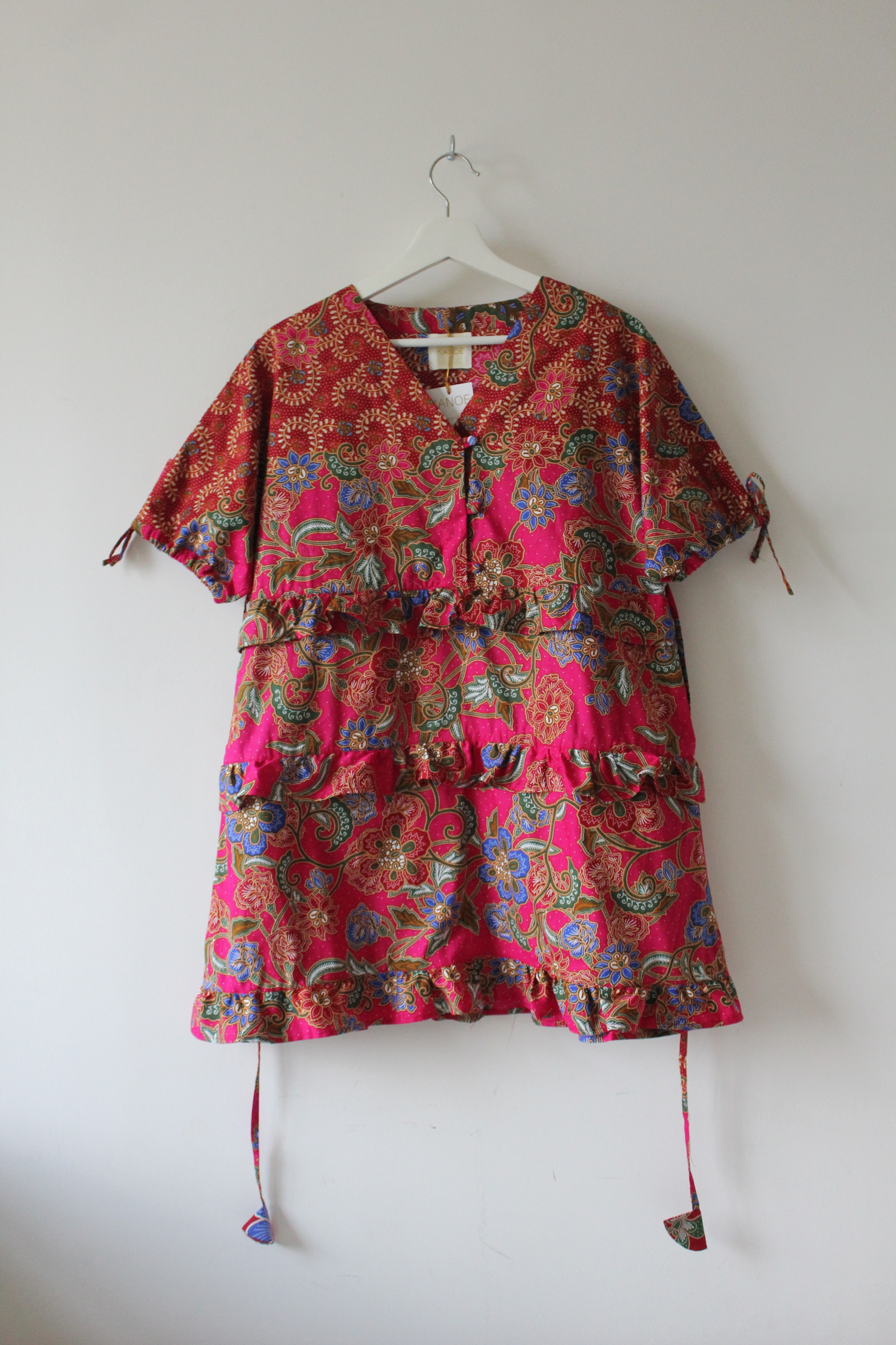 Batik Frill Dress - Fushia Flo