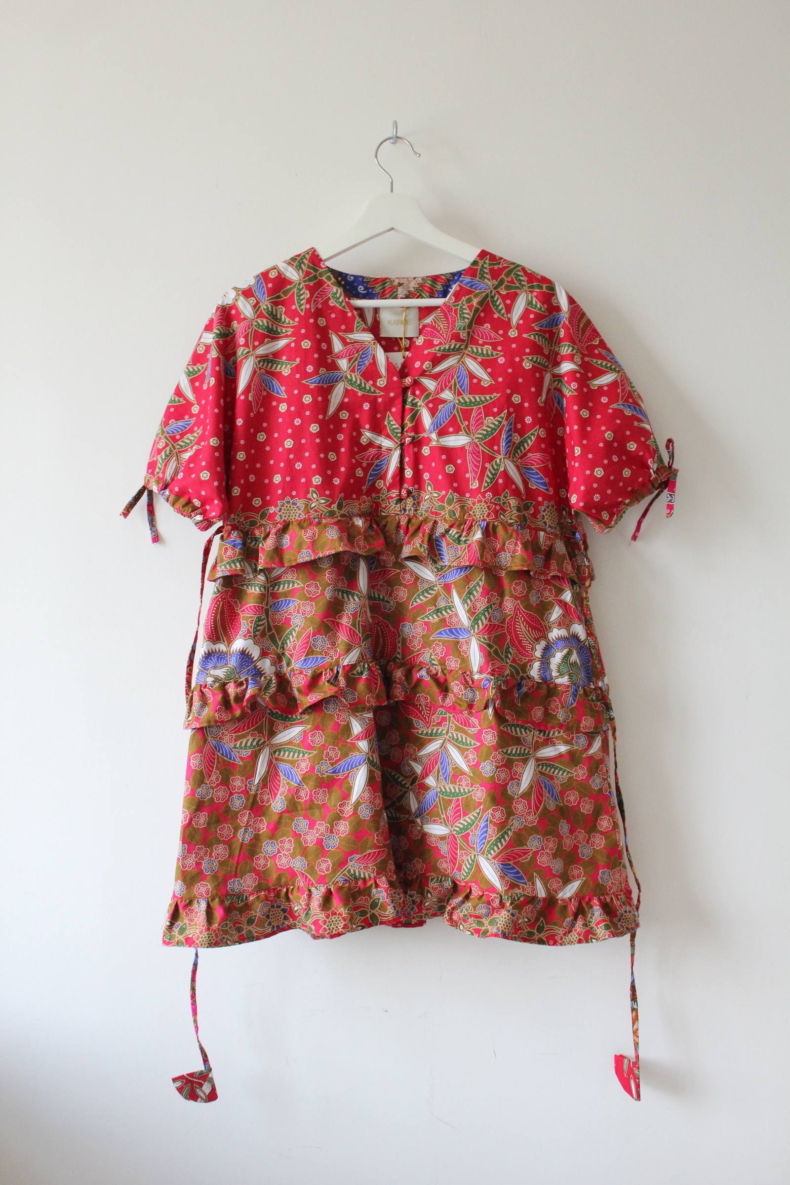 Batik Frill Dress - Bamboo Gold