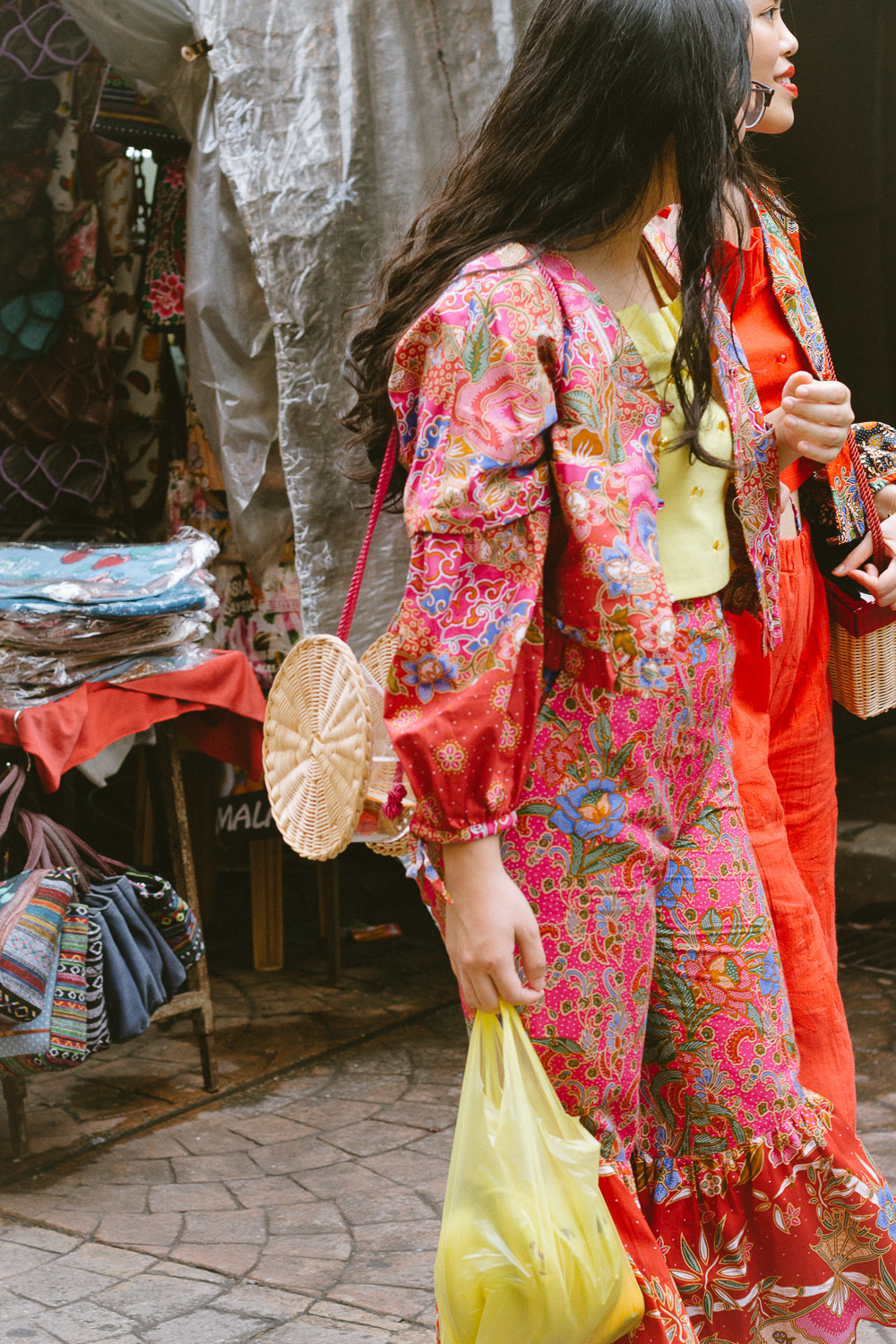 Batik Cropped Jacket - Red Polka