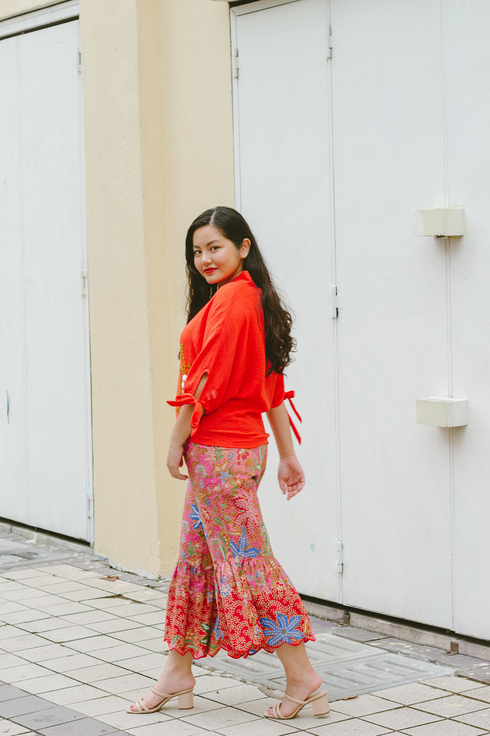 Scallop Batik Frou Pants - Petal fall