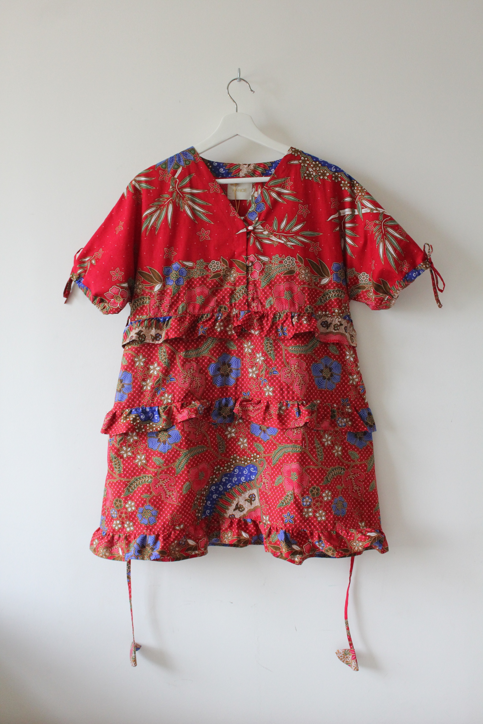 Batik Frill Dress - Red Bliss