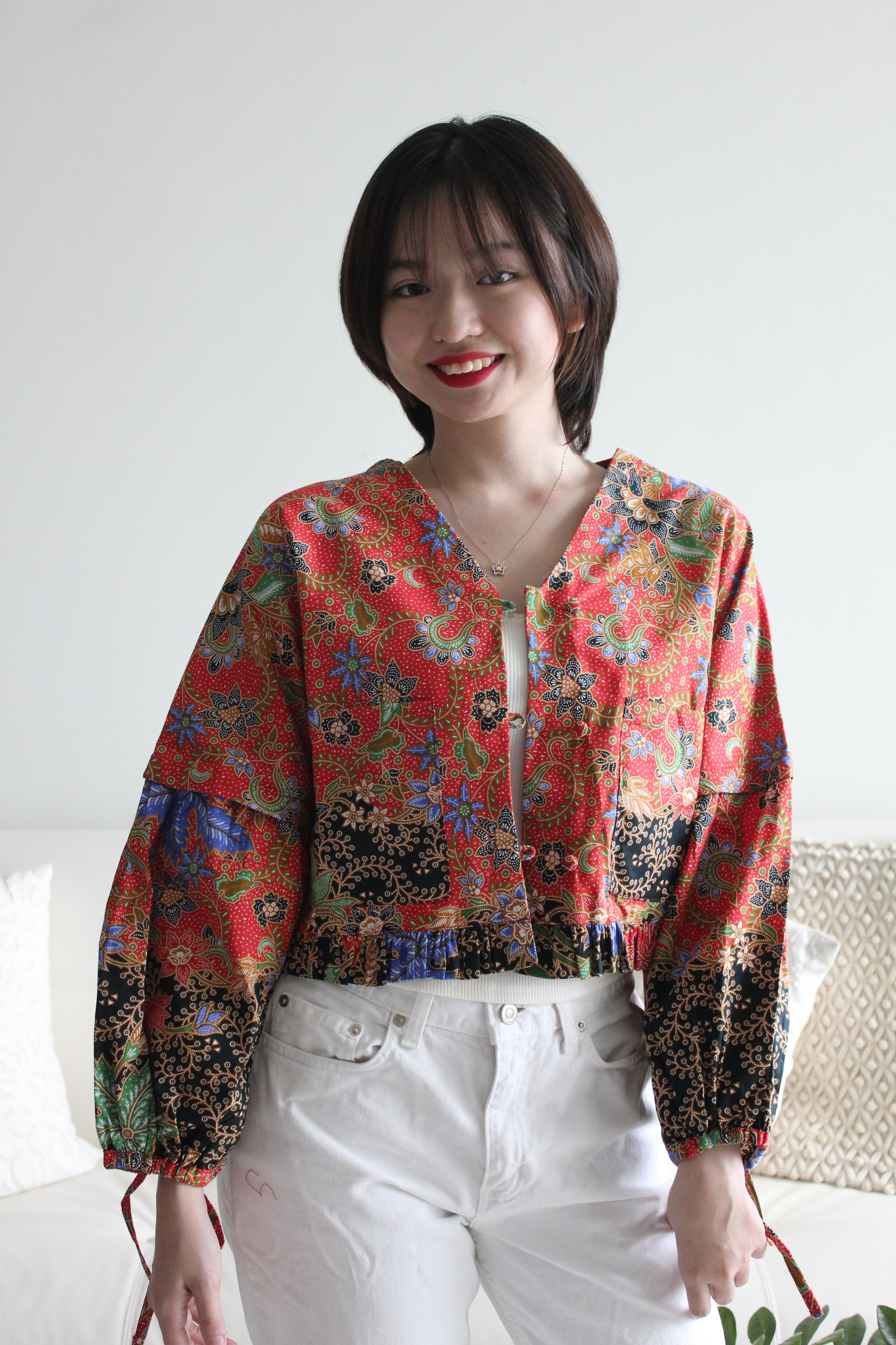 Batik Cropped Jacket - Vines