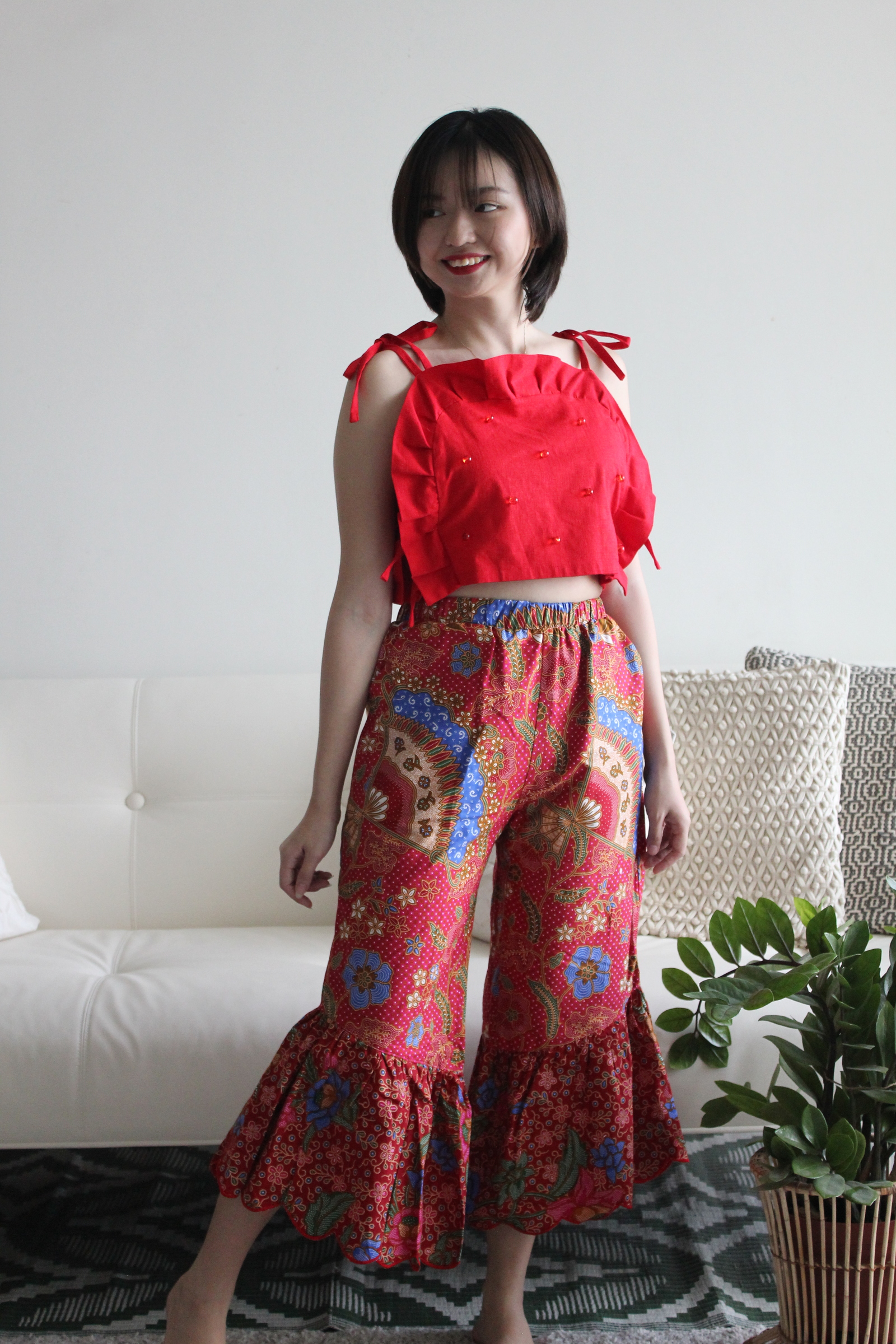 Scallop Batik Frou Pants - Fan Nee