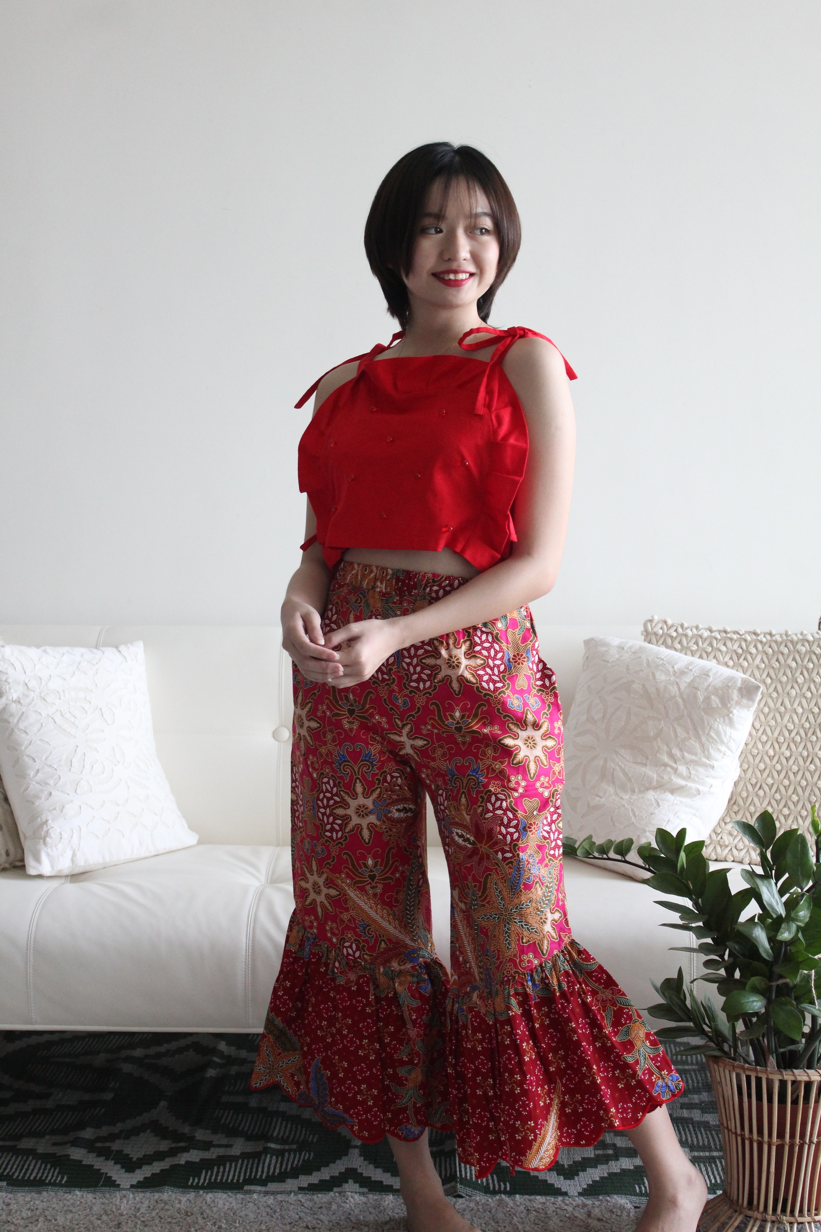 Scallop Batik Frou Pants - Prosperity bloom
