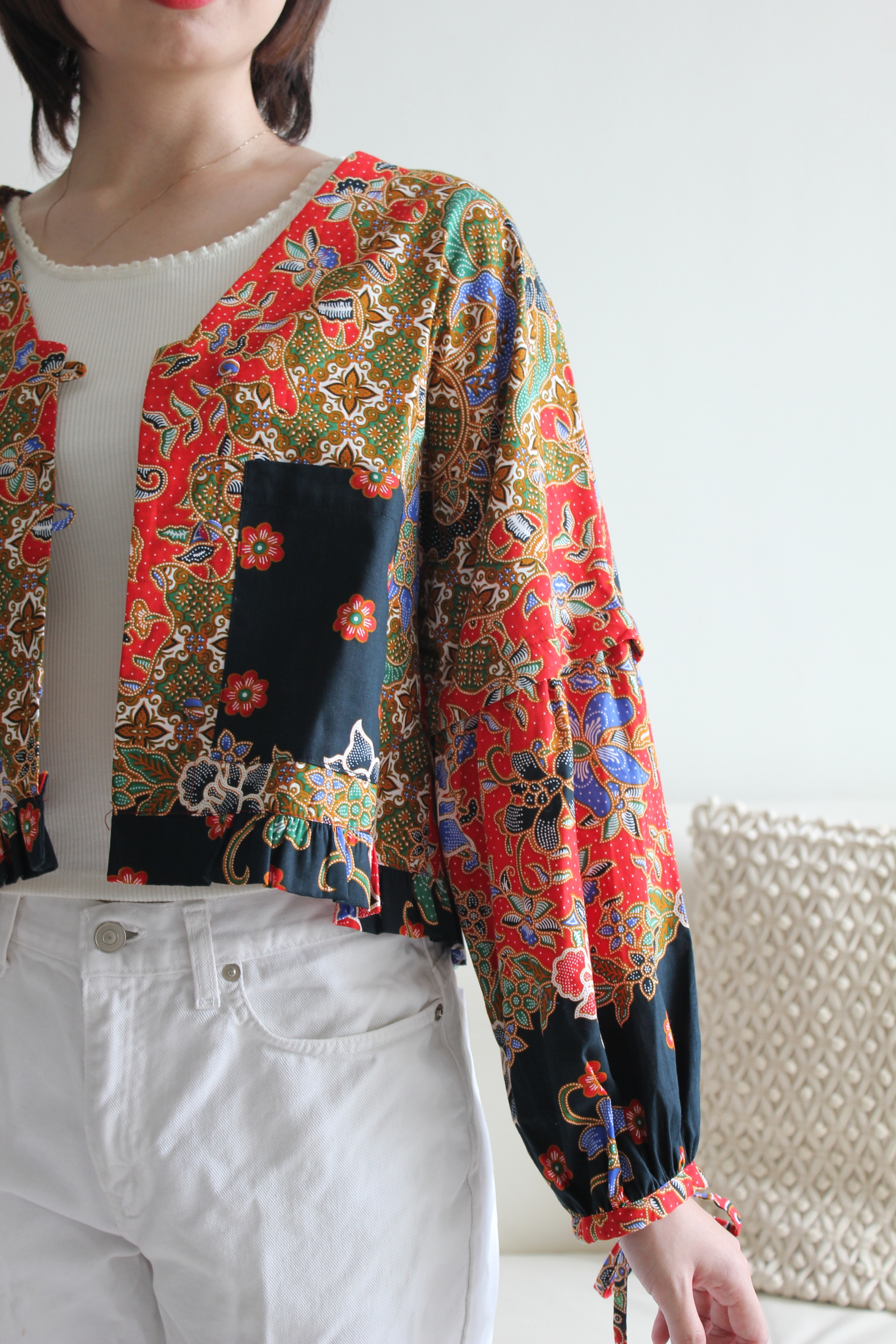 Batik Cropped Jacket - Garden Salad