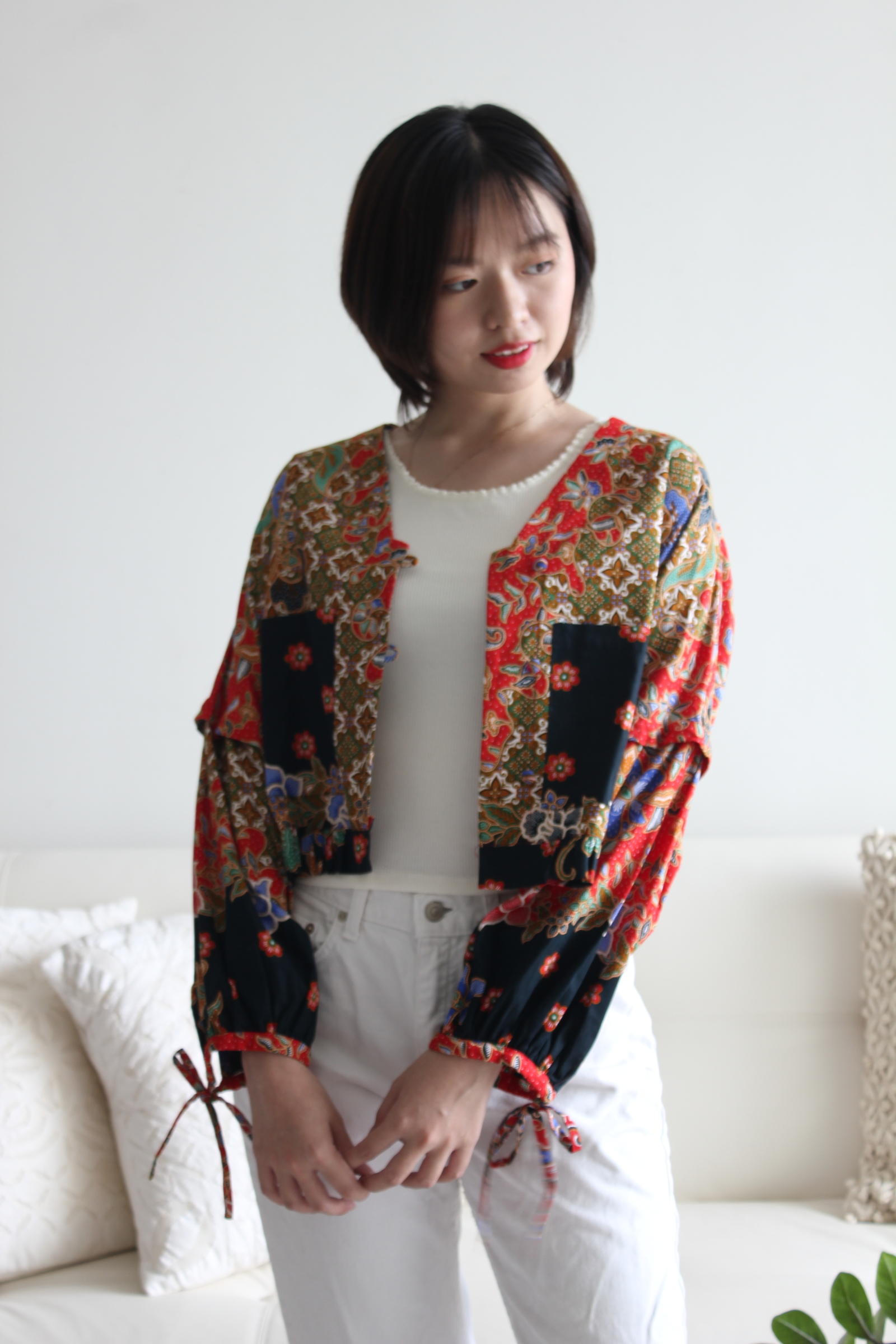Batik Cropped Jacket - Garden Salad