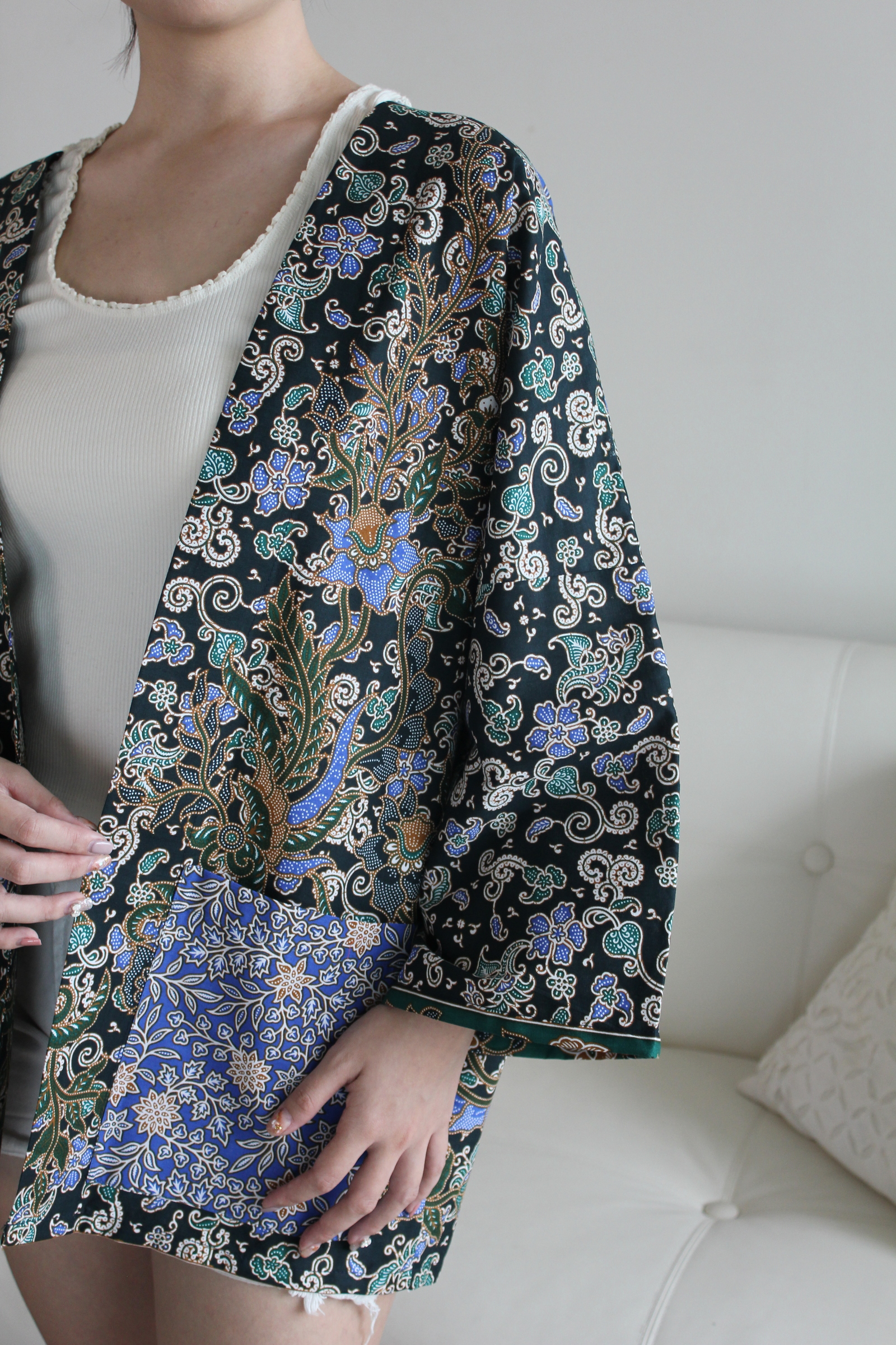 Batik Kimono - Seaweed Blue