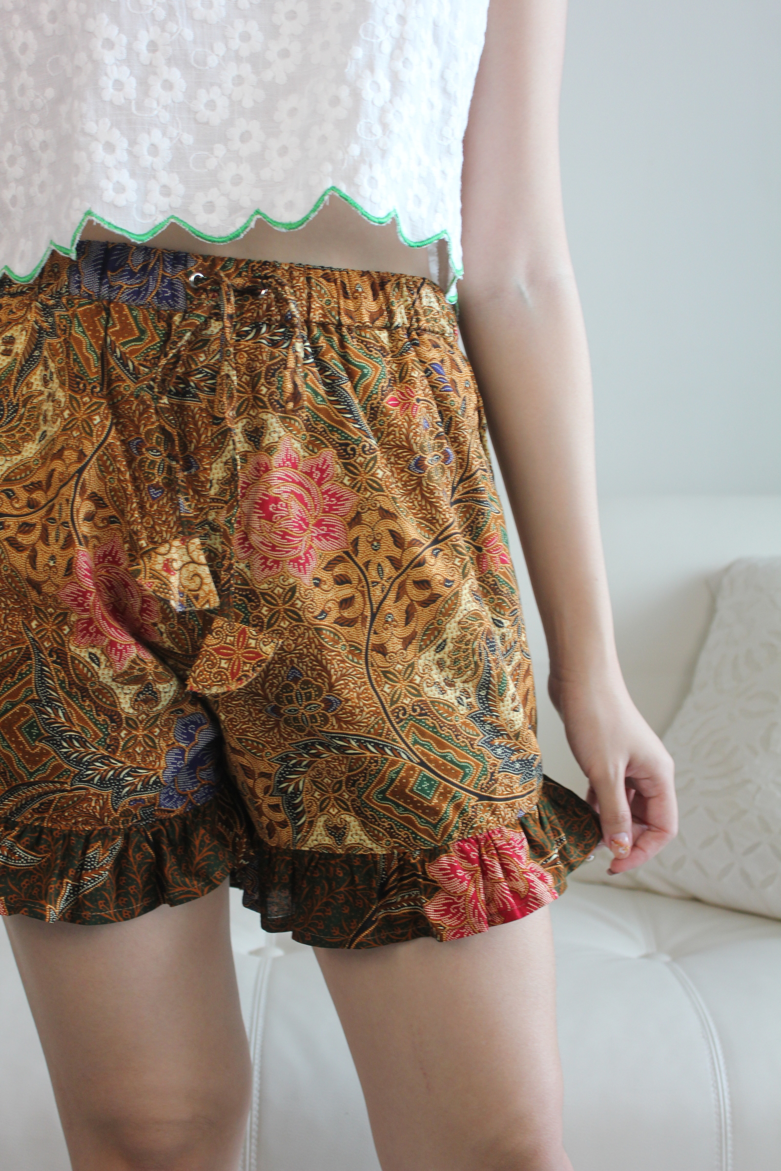 Batik Frou Shorts - Green Queen