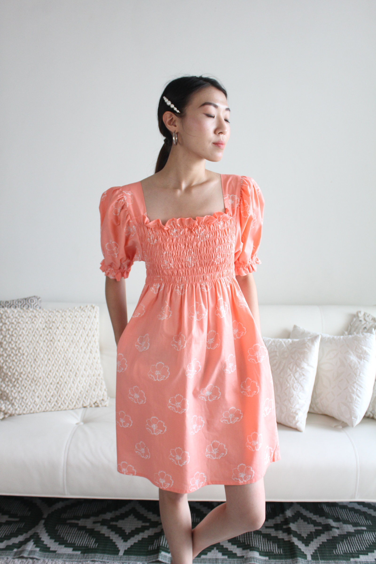Babydoll Dress - Lil Bunga Peach (Batik Terap)