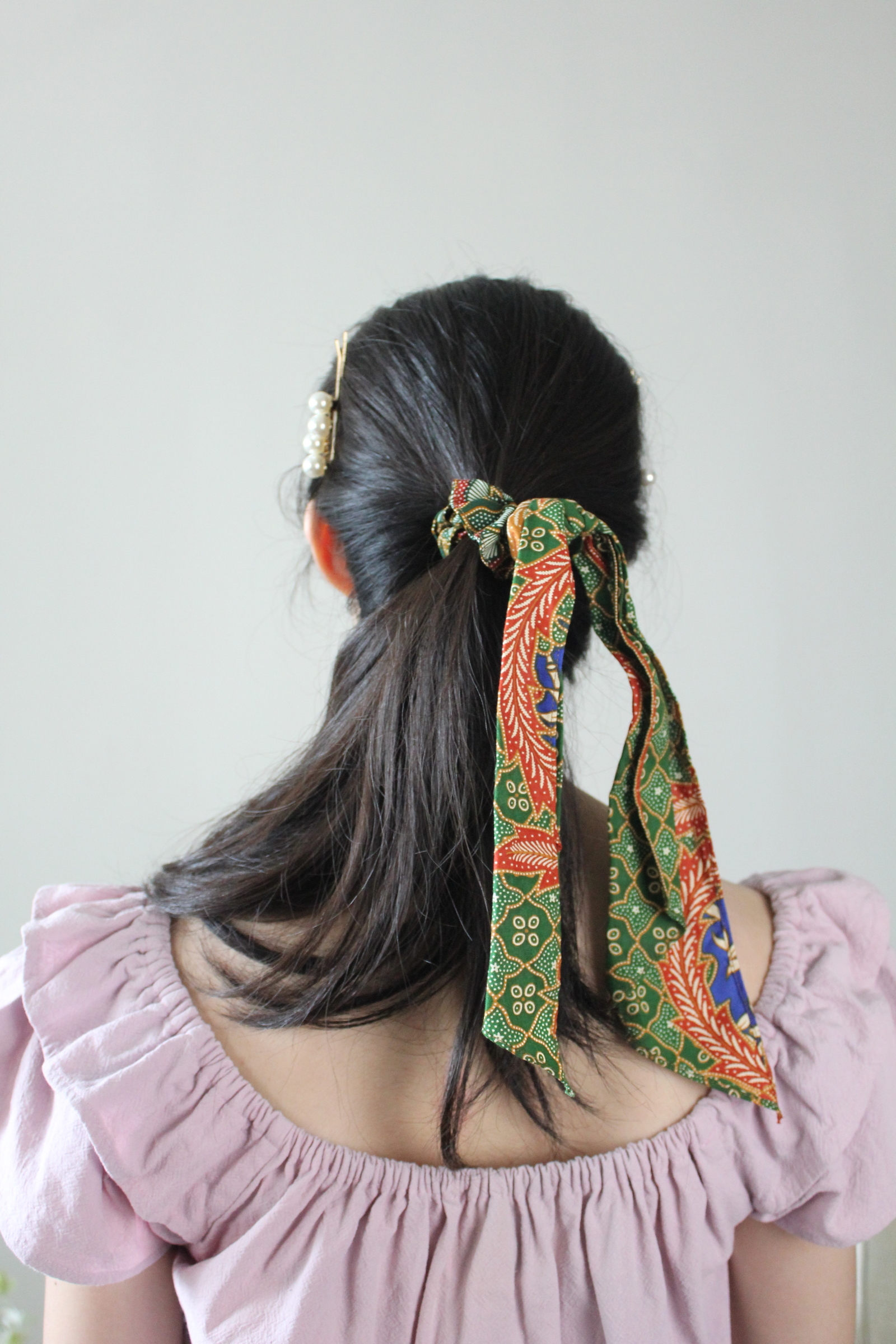 Batik Scrunchie with ribbon