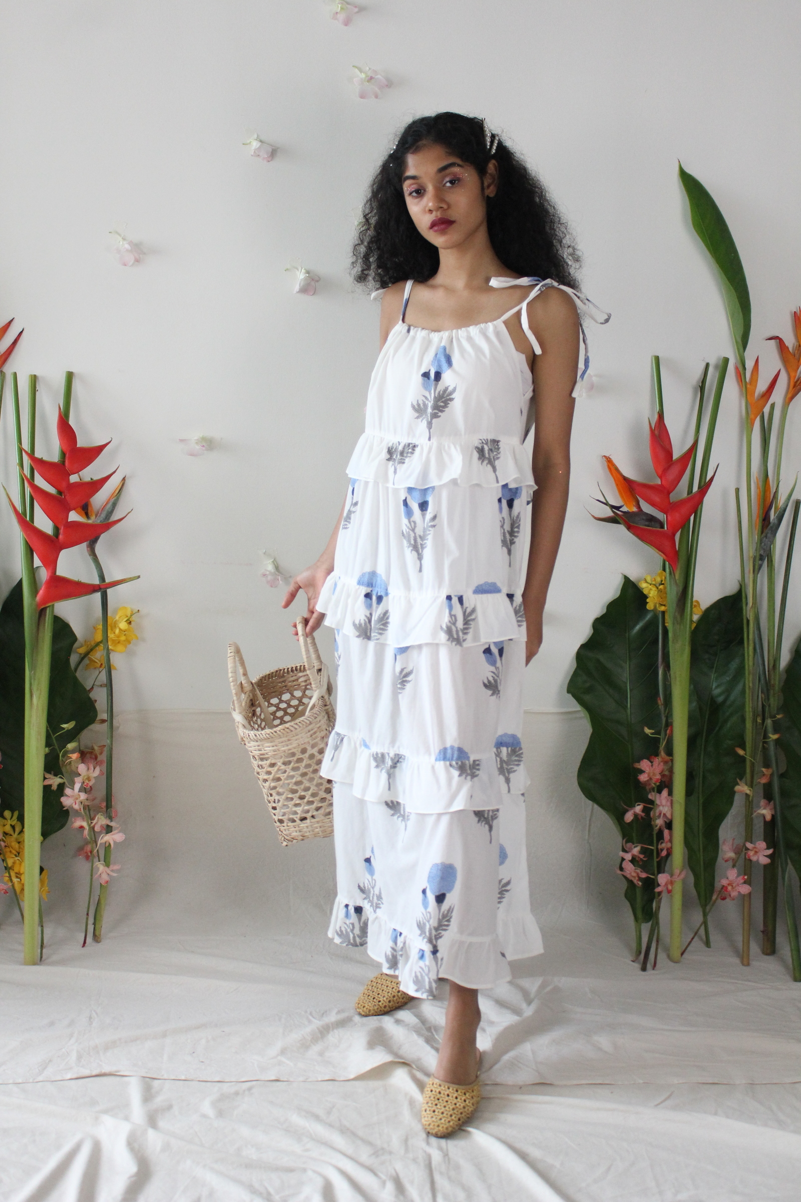Flower Frill Maxi Dress - Tinkerbell