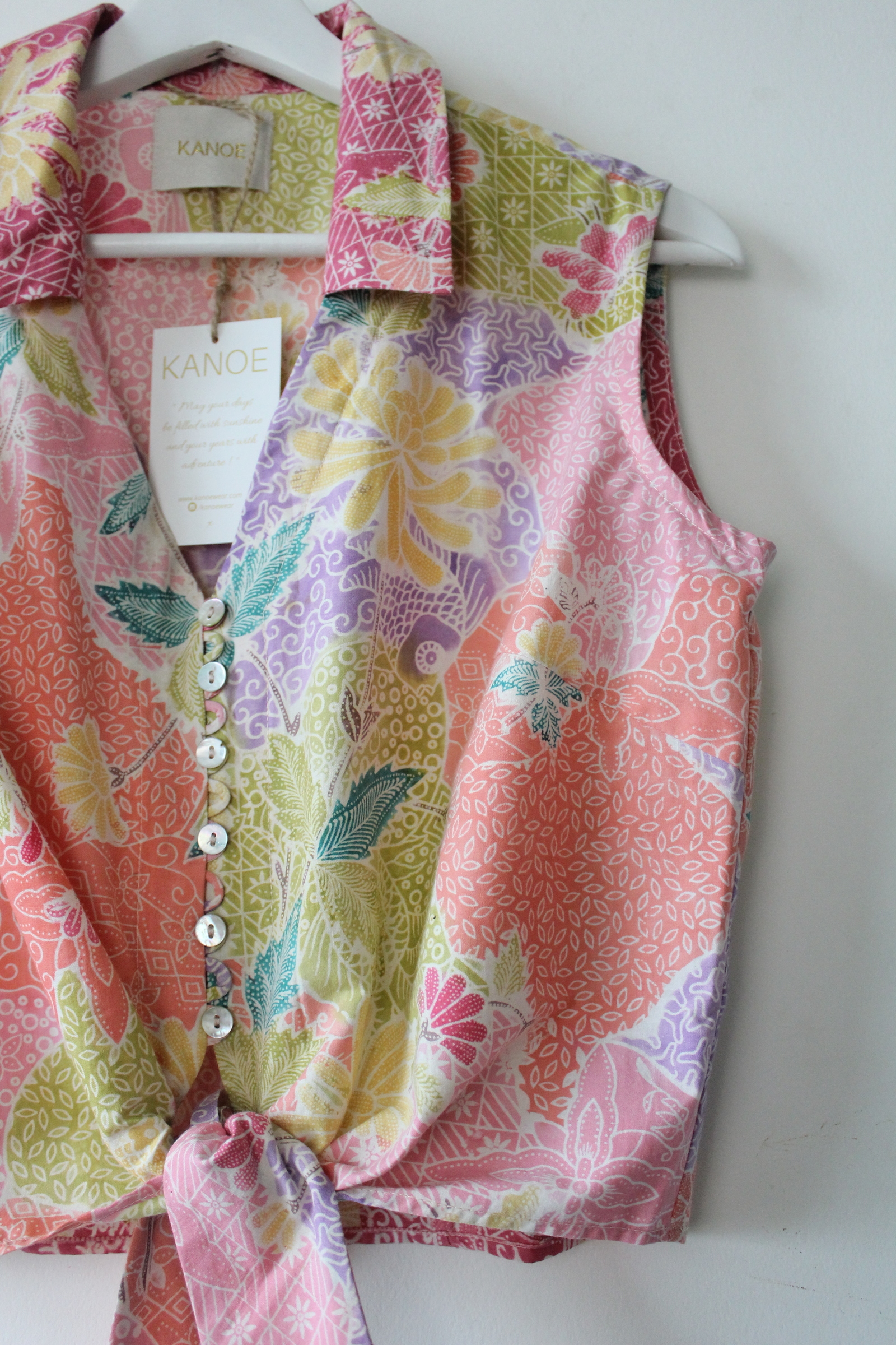 Pastel Sleeveless Vintage Top - Mars ( Handstamped Batik )