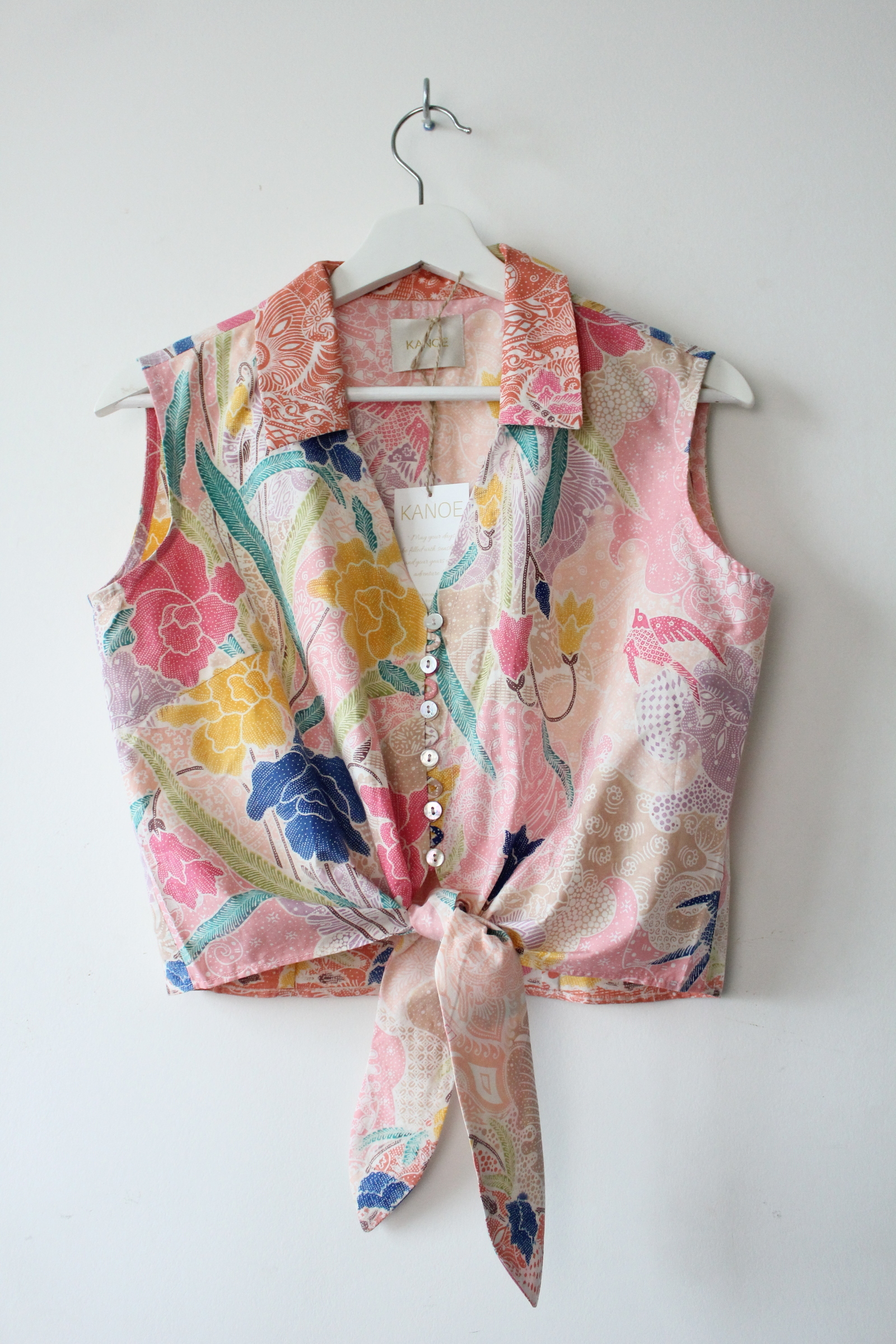 Pastel Sleeveless Vintage Top - Minah ( Handstamped Batik )
