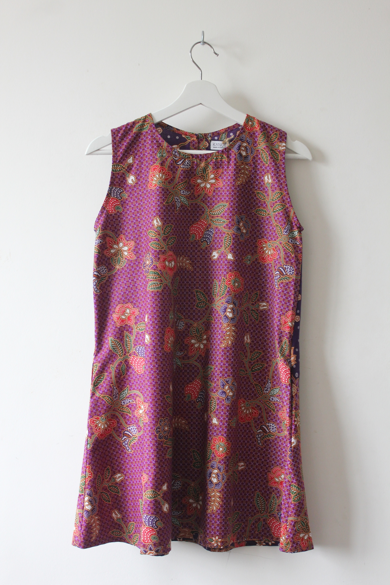 Batik Shift Dress (S) - Aubergine