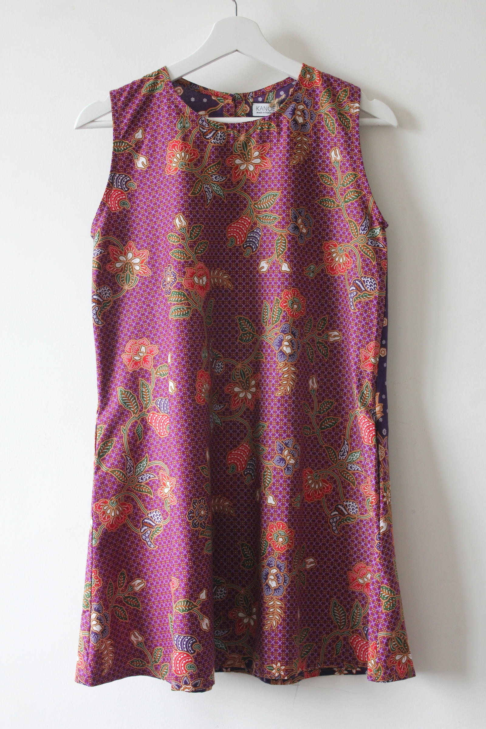 Batik Shift Dress (S) - Aubergine