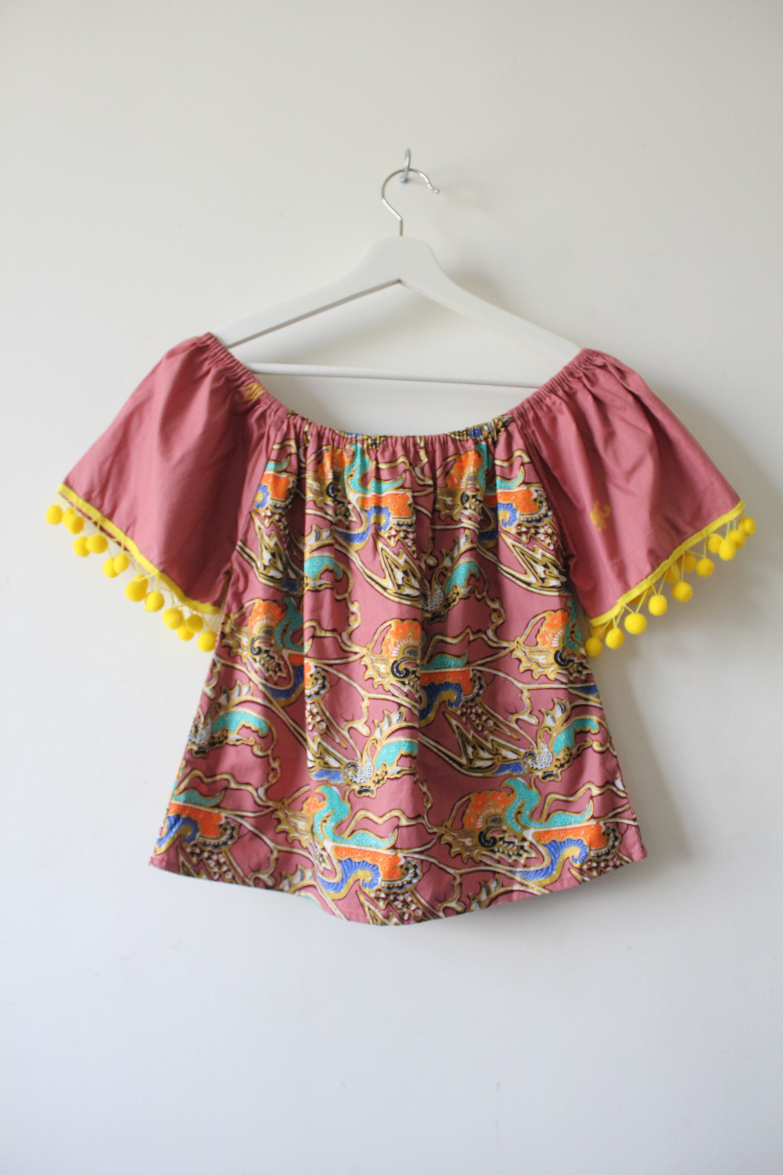 Off Shoulder Batik Top - Fairy dust ( Pom-Pom )