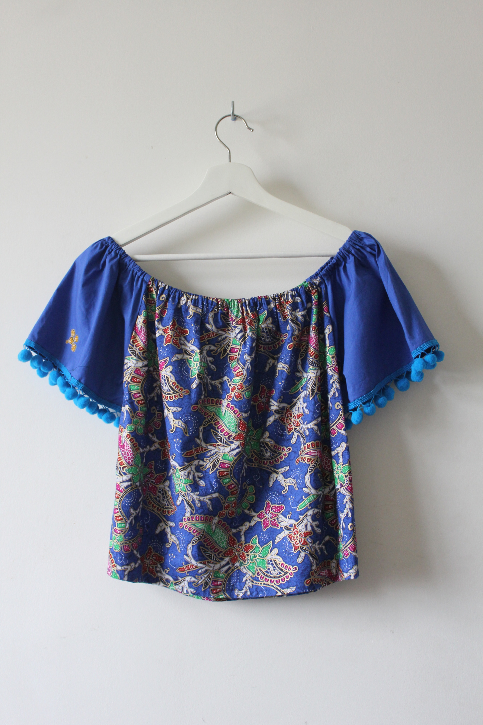 Off Shoulder Batik Top - Midnite ( Pom-Pom )