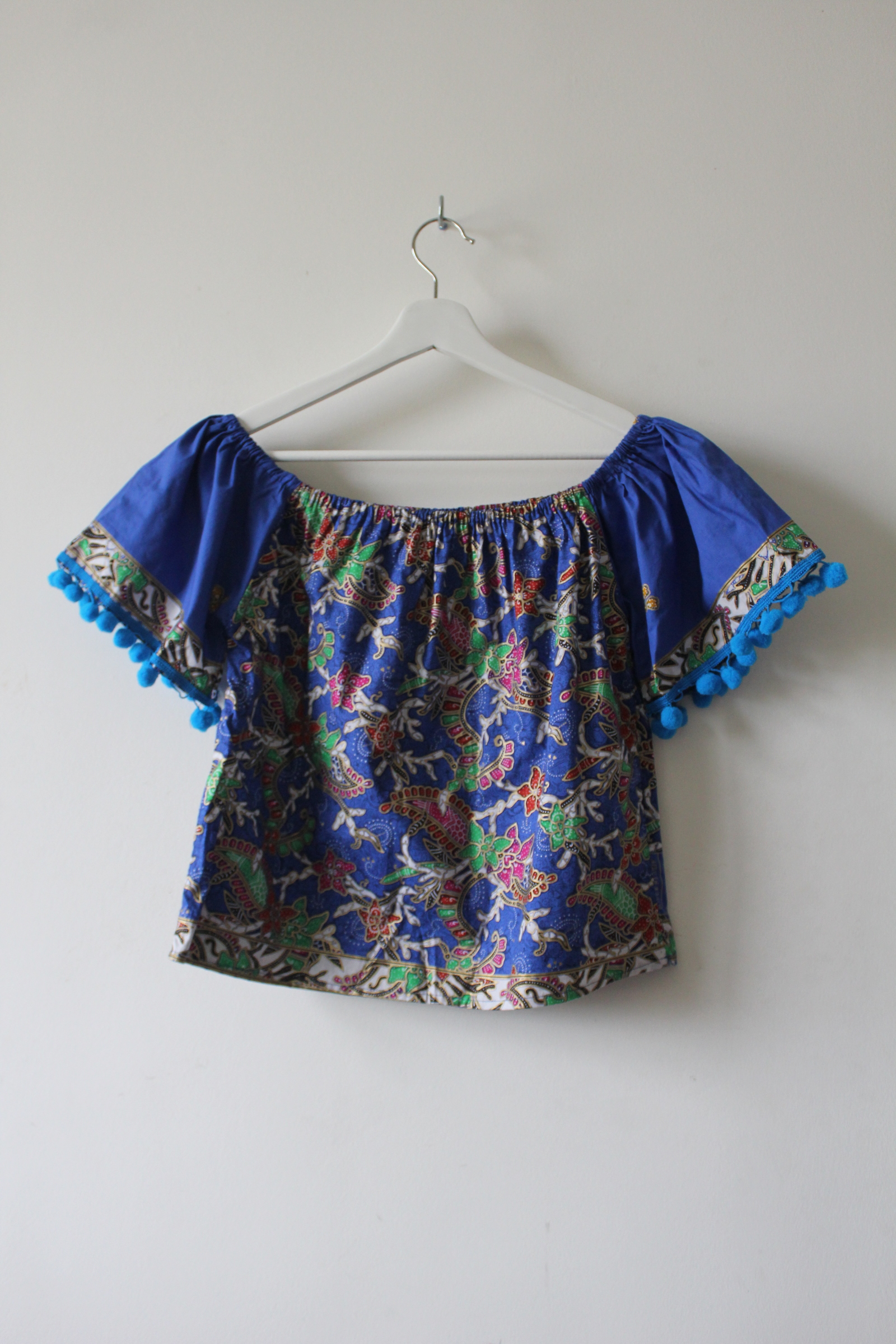 Off Shoulder Batik Top - Midnite ( Pom-Pom )