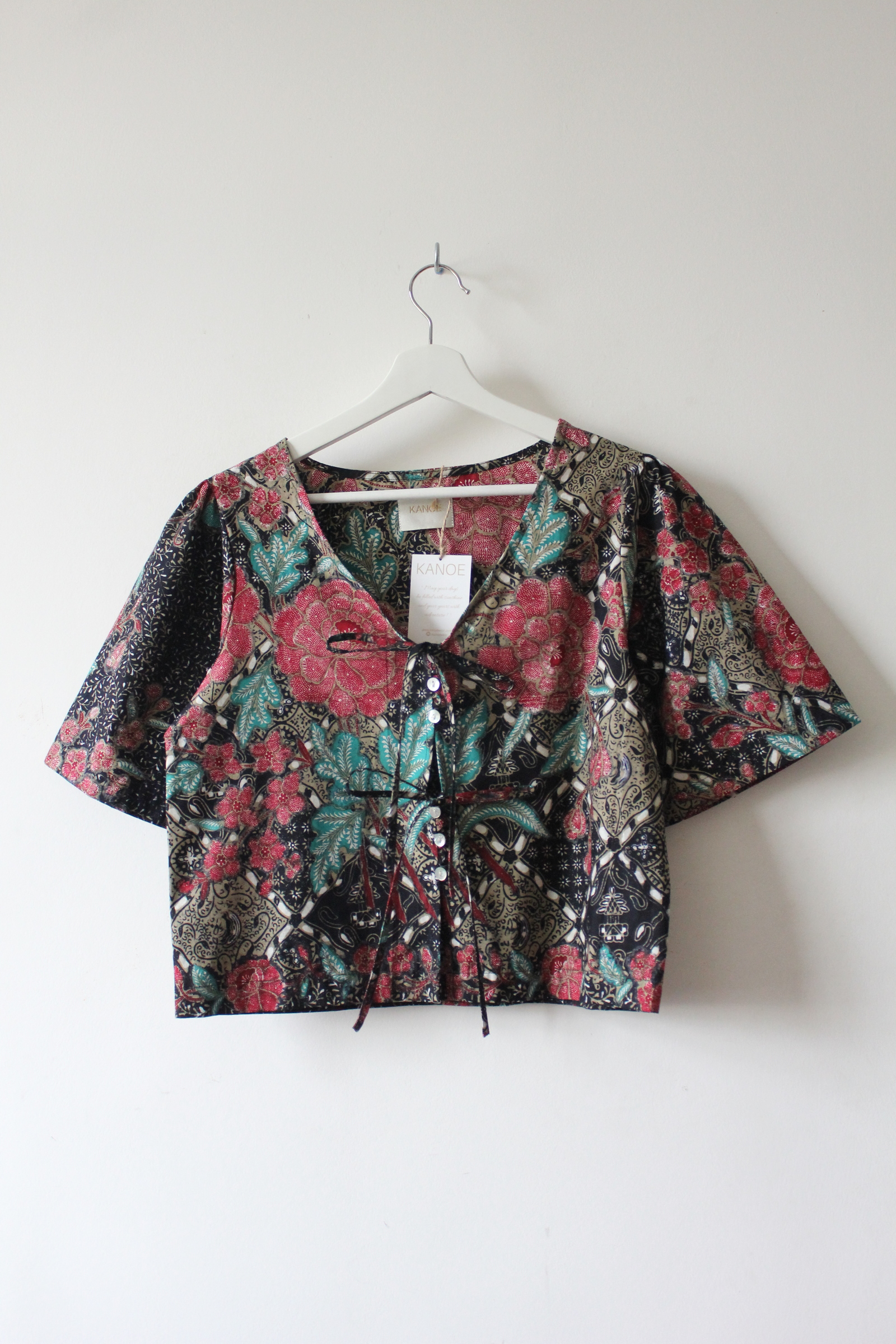 Pastel Bell Sleeve Top - Loretta ( Vintage Handstamped Batik )