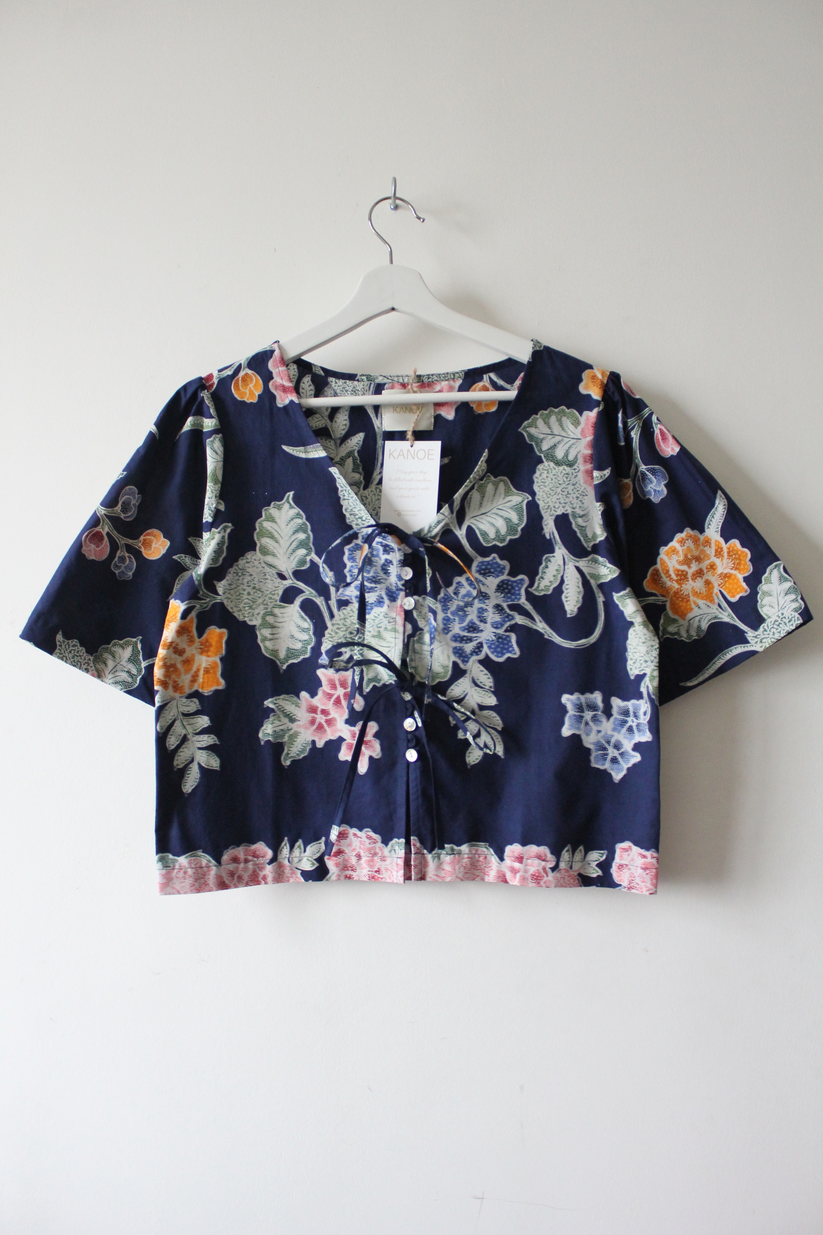 Pastel Bell Sleeve Top - Dorothy ( Vintage Handstamped Batik )