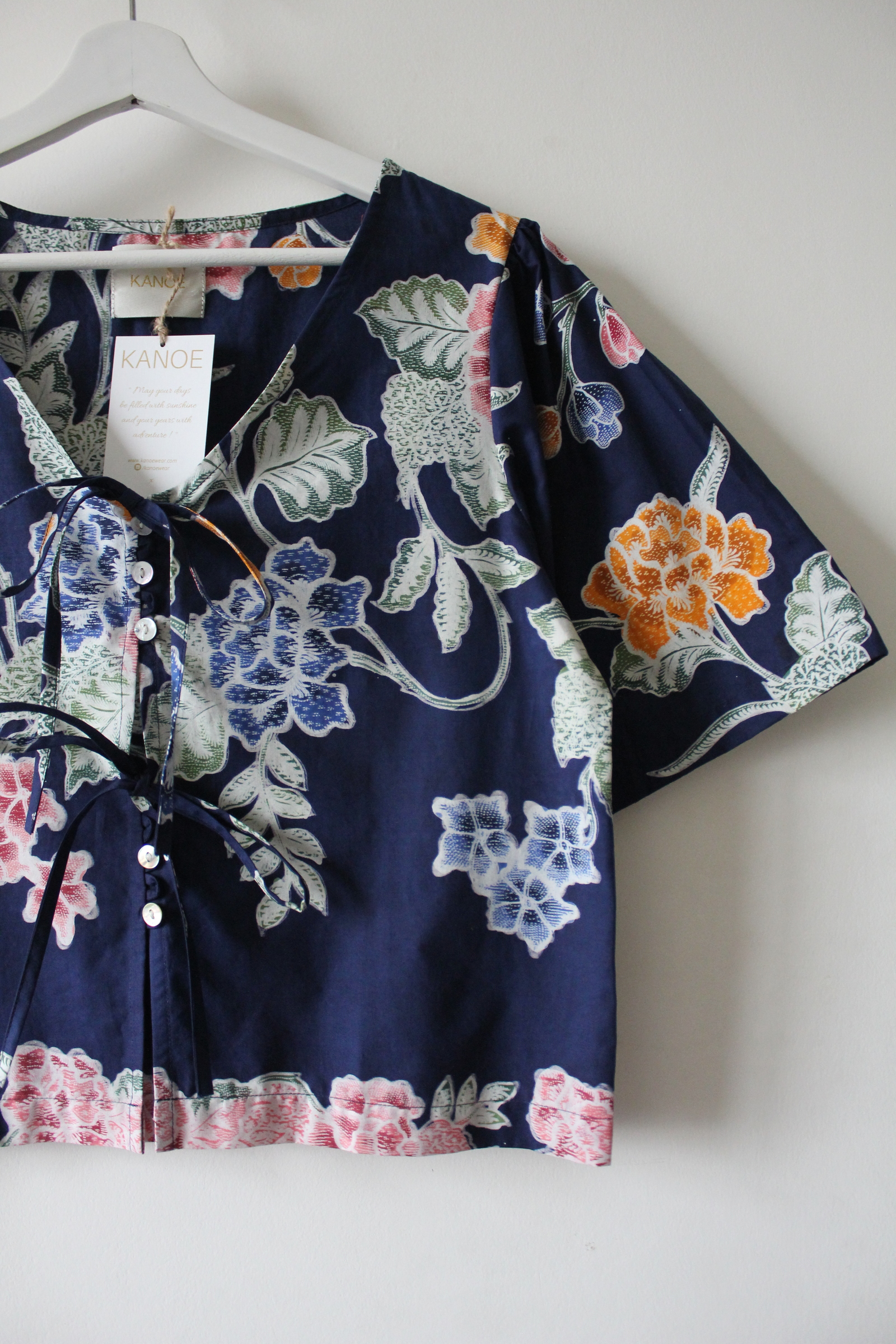 Pastel Bell Sleeve Top - Dorothy ( Vintage Handstamped Batik )
