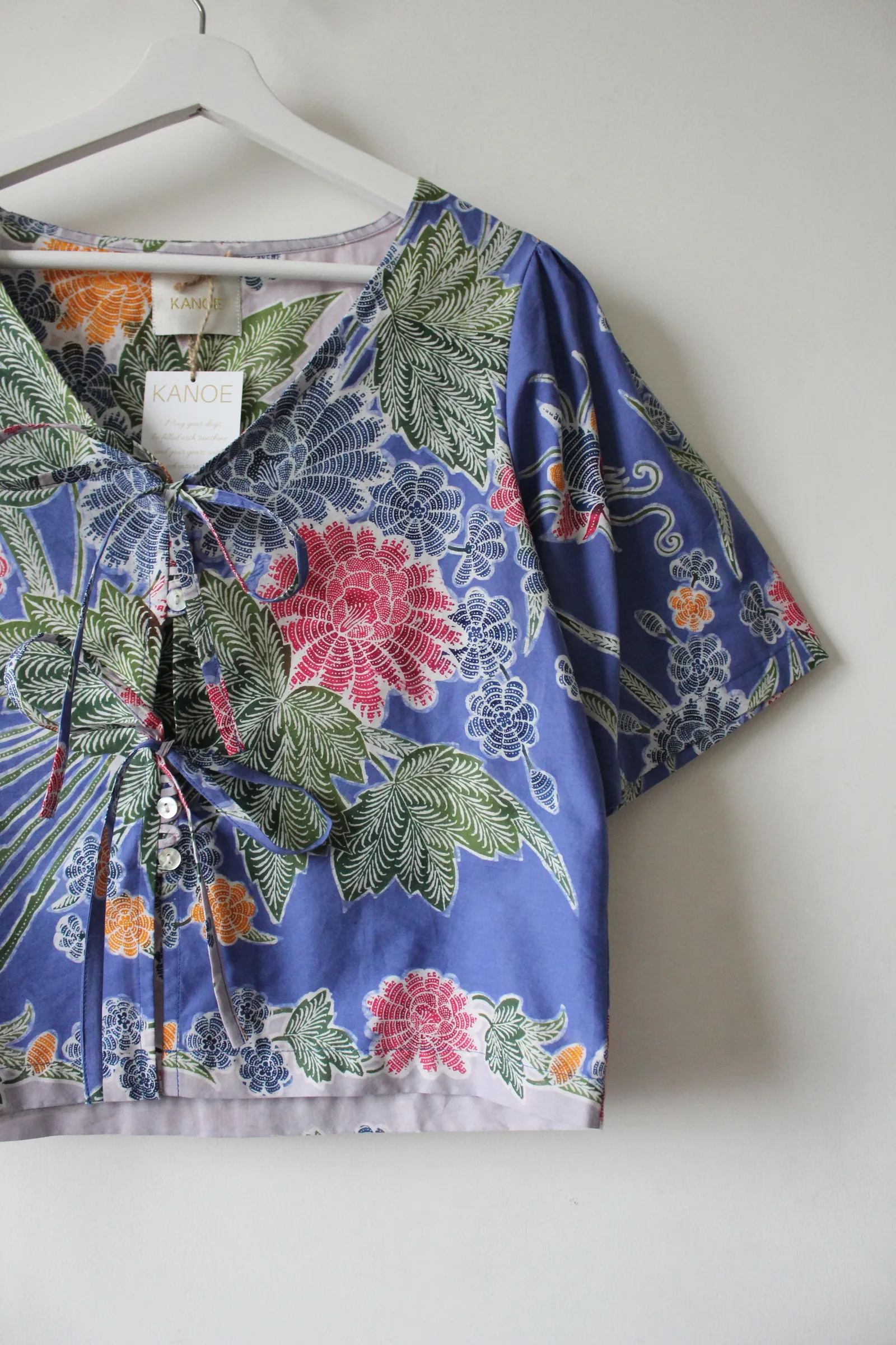 Pastel Bell Sleeve Top - Evelyn ( Vintage Handstamped Batik )