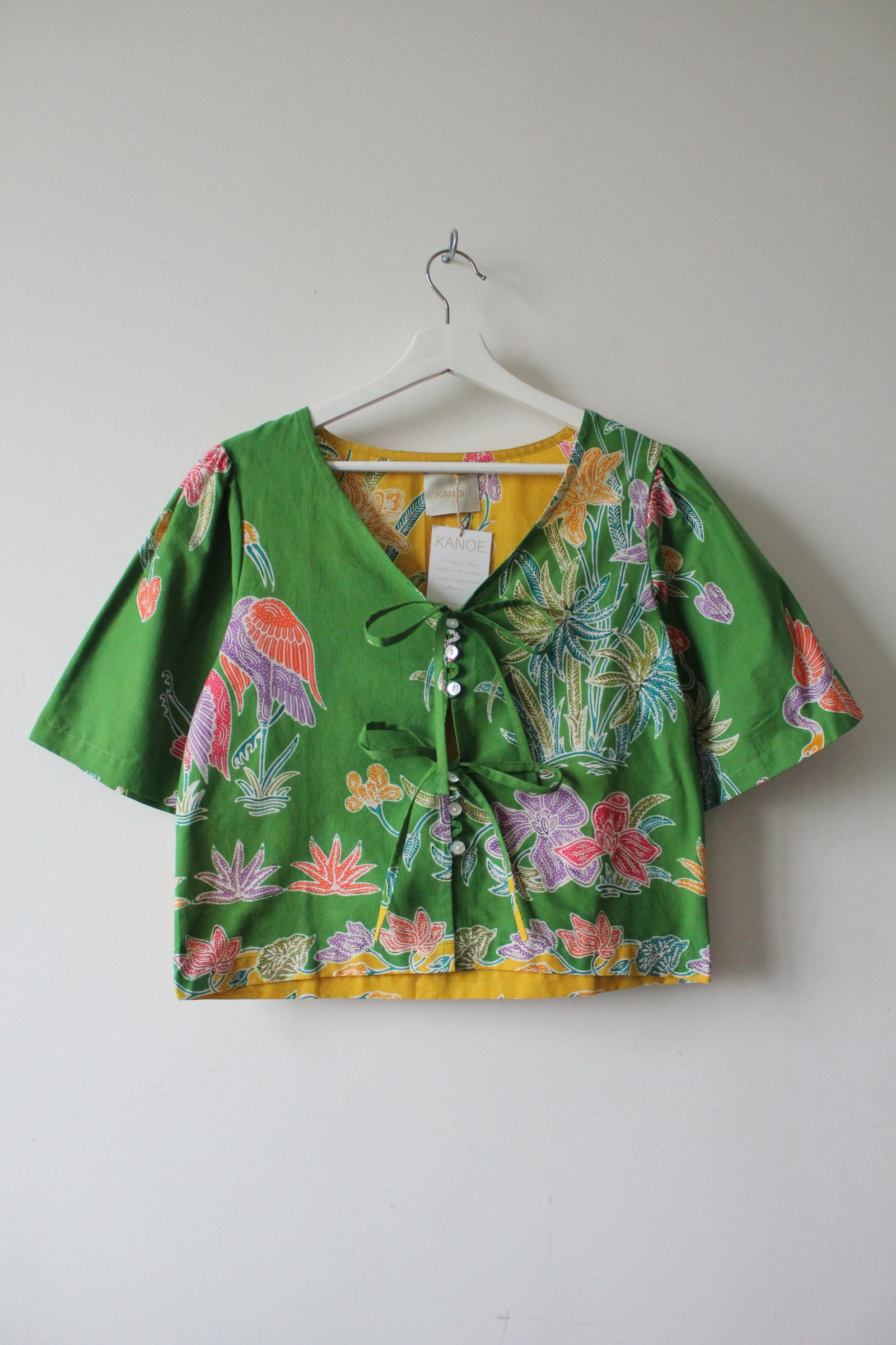 Pastel Bell Sleeve Top - Penelope ( Vintage Handstamped Batik )