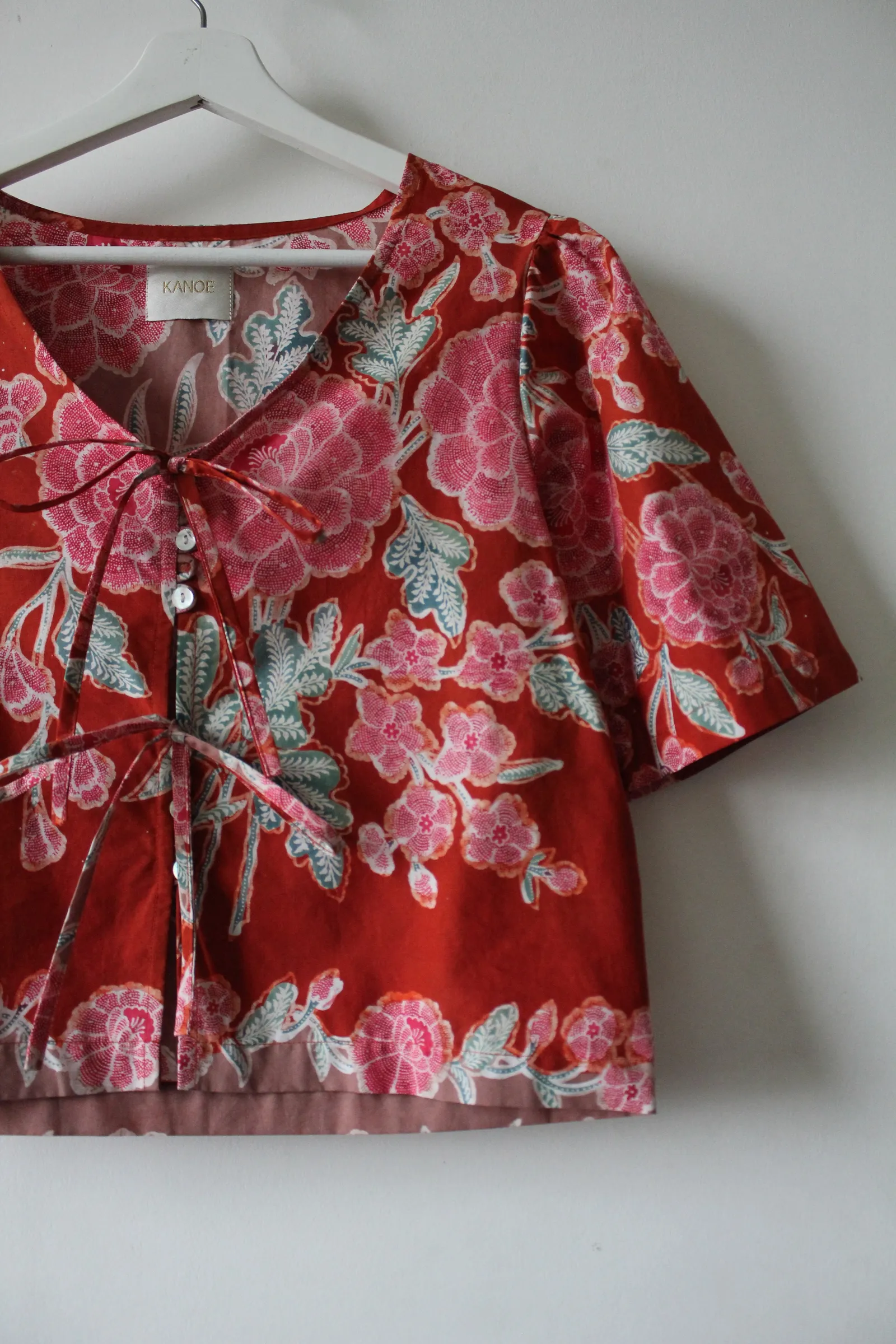 Pastel Bell Sleeve Top - Carol ( Vintage Handstamped Batik )