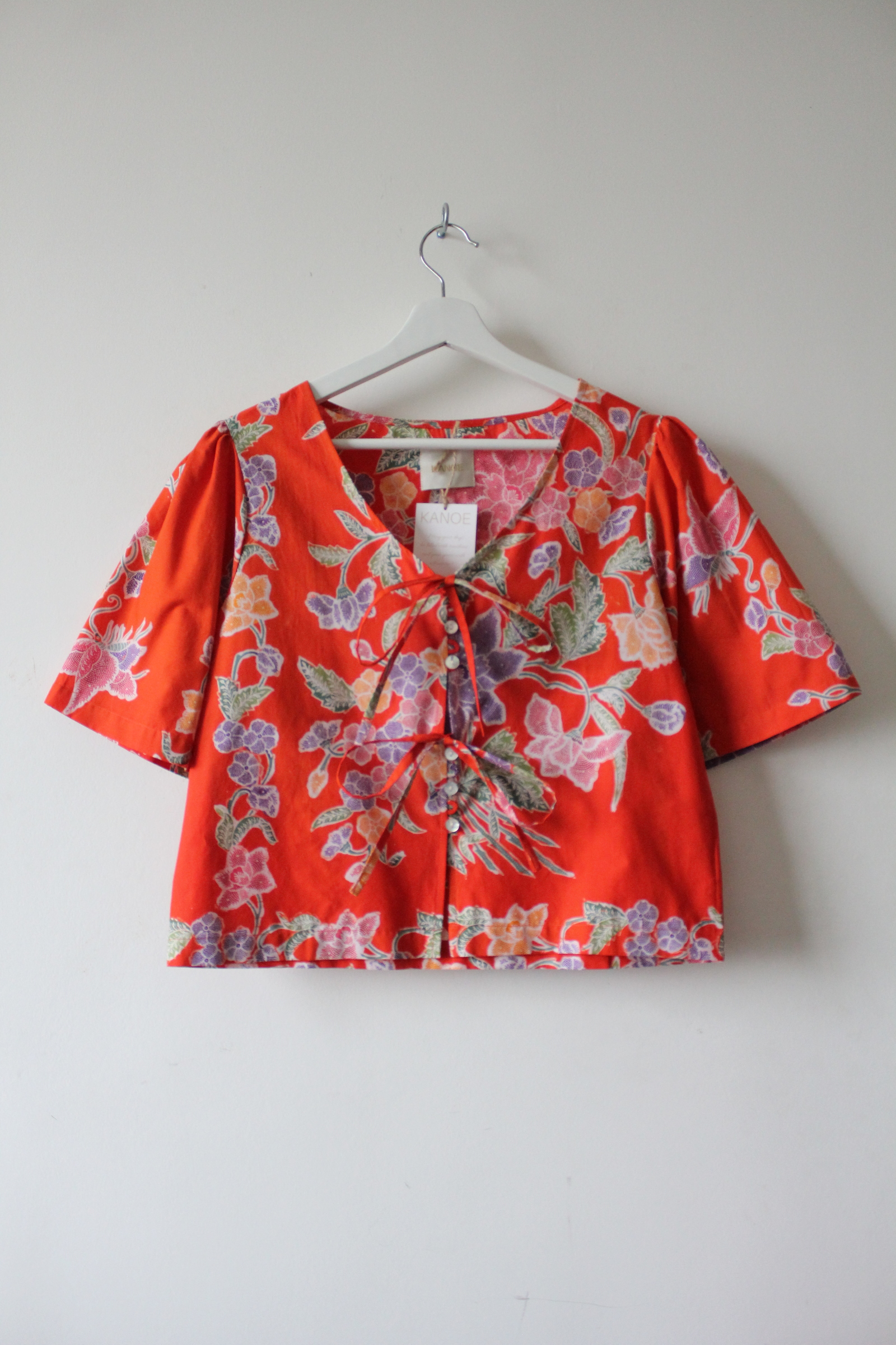 Pastel Bell Sleeve Top - Clara ( Vintage Handstamped Batik )