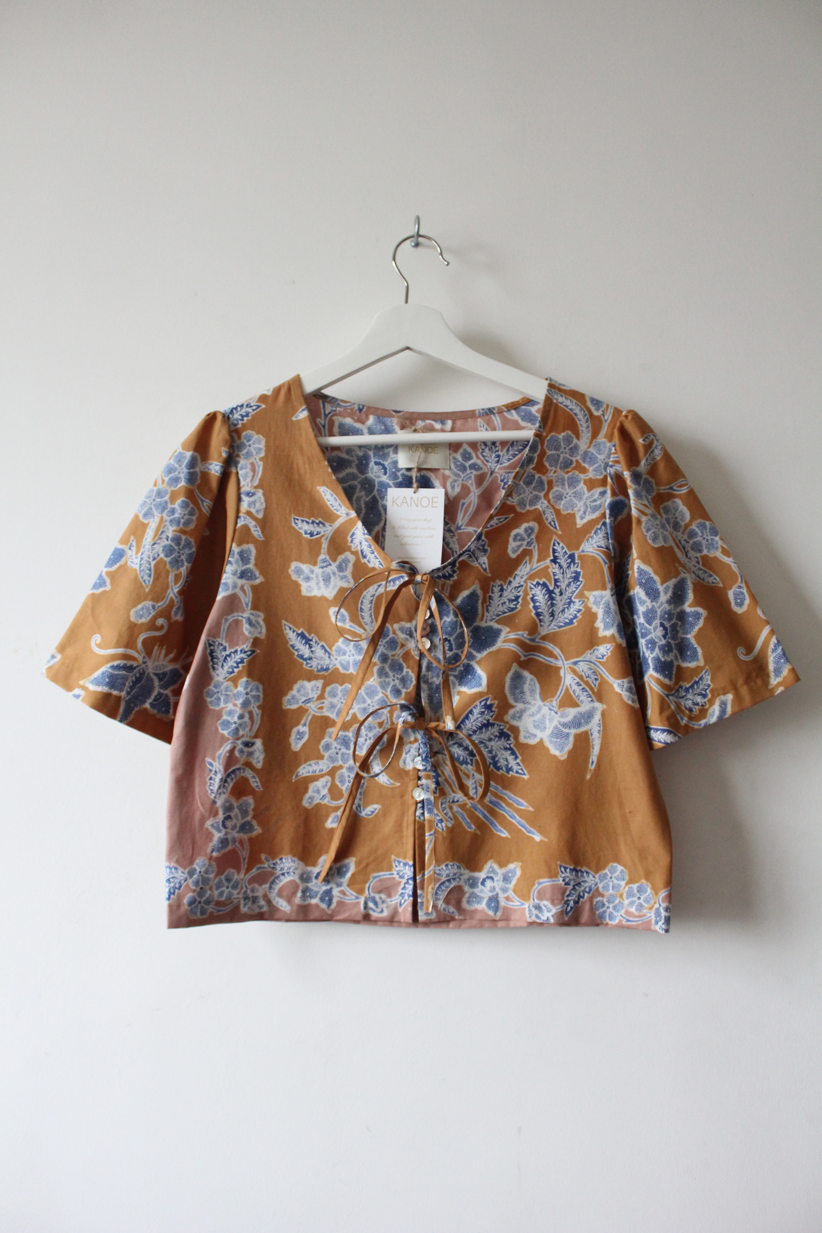 Pastel Bell Sleeve Top - Arlene ( Vintage Handstamped Batik )