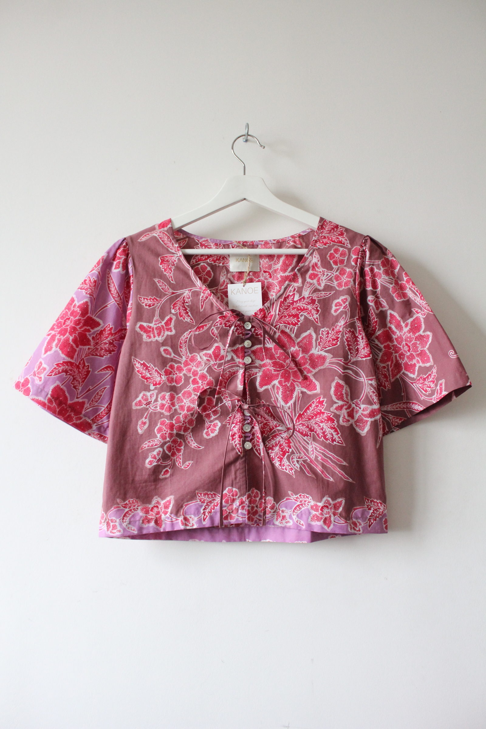 Pastel Bell Sleeve Top - Rhea ( Vintage Handstamped Batik )