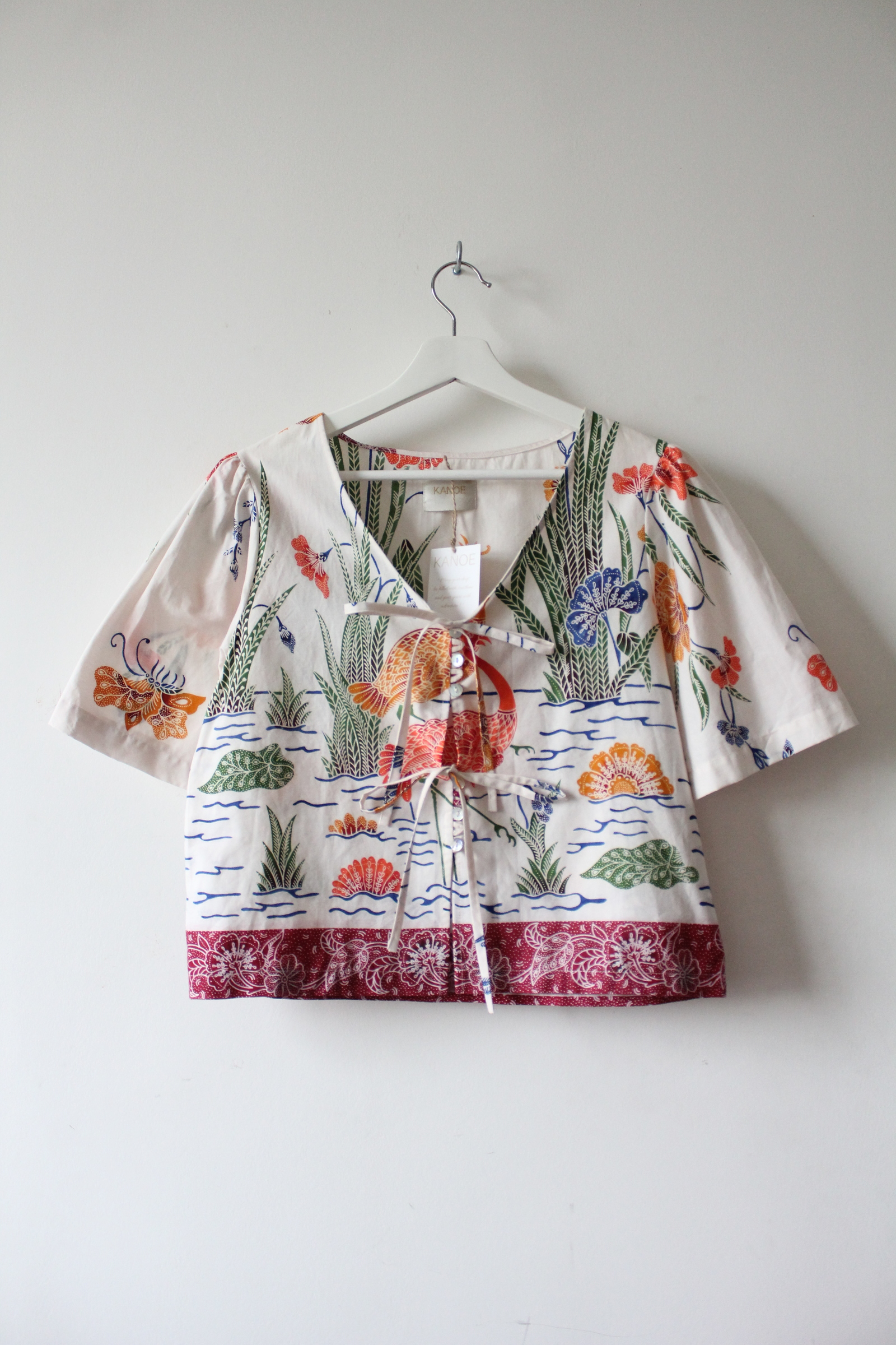 Pastel Bell Sleeve Top - Nona ( Vintage Handstamped Batik )