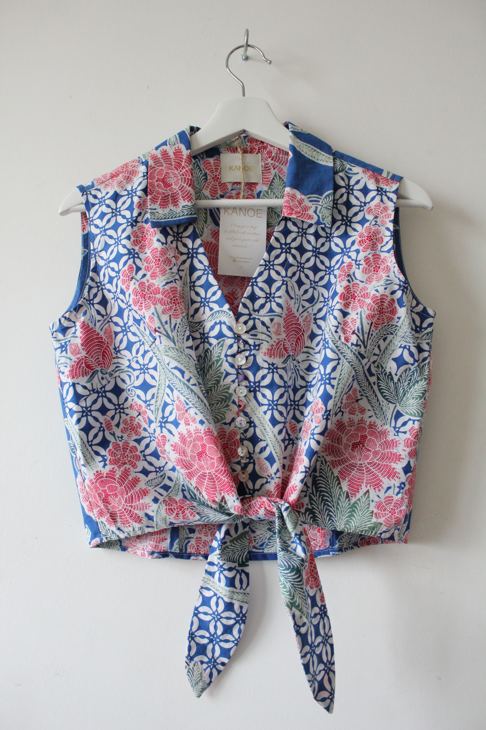 Pastel Sleeveless Vintage Top - Octivia ( Handstamped Batik )