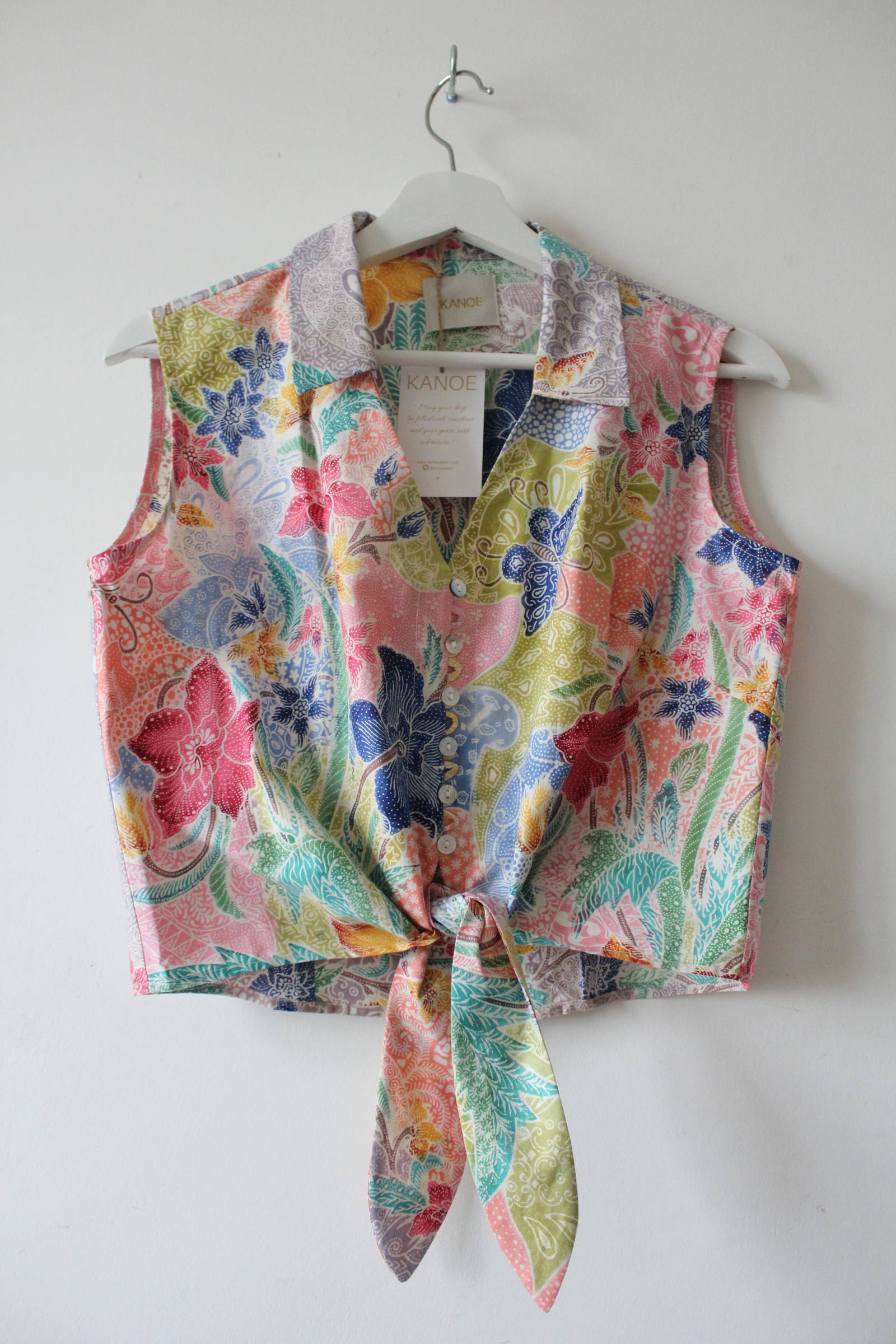 Pastel Sleeveless Vintage Top - Phyllis ( Handstamped Batik )