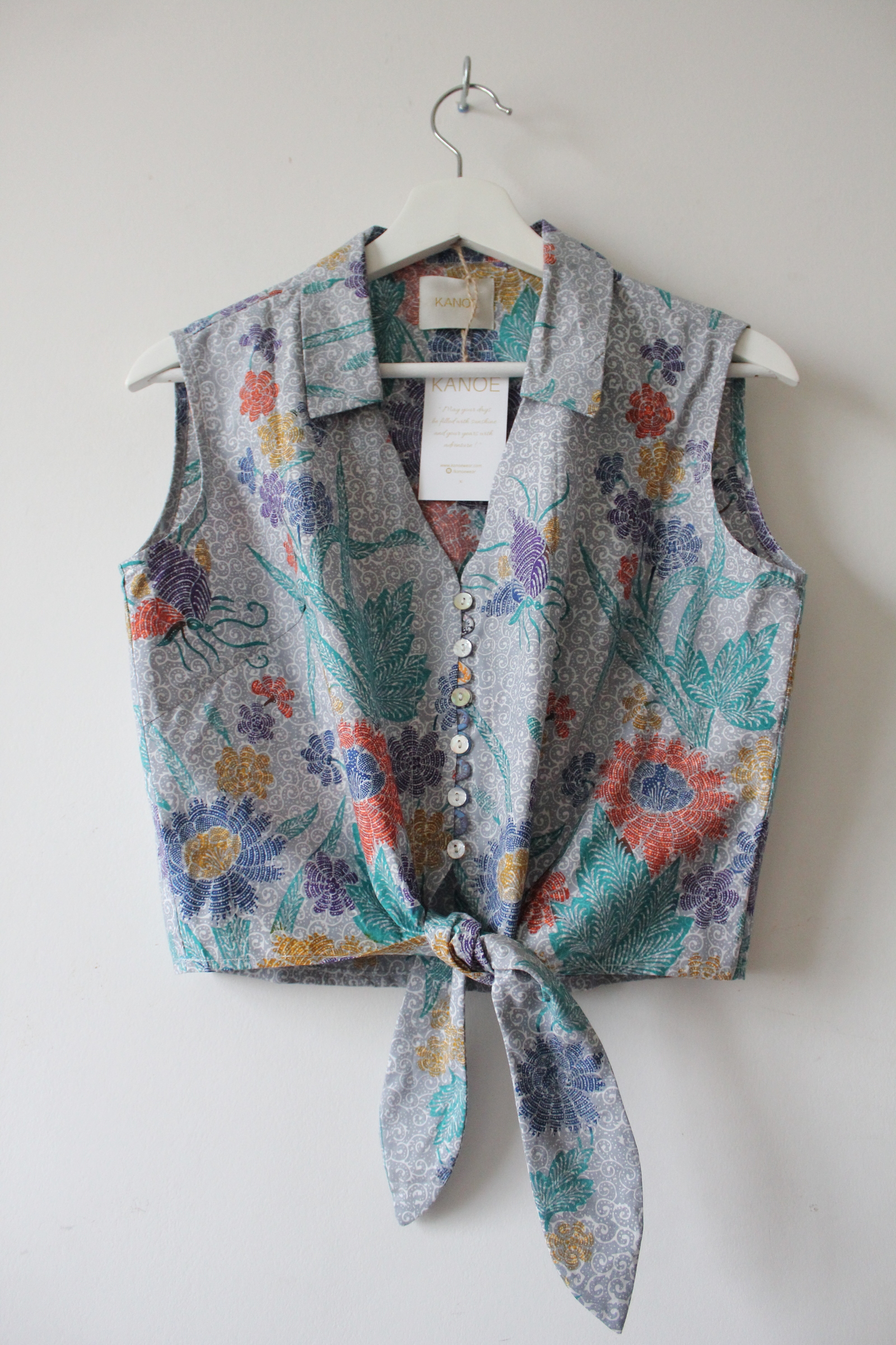 Pastel Sleeveless Vintage Top - Sue ( Handstamped Batik )