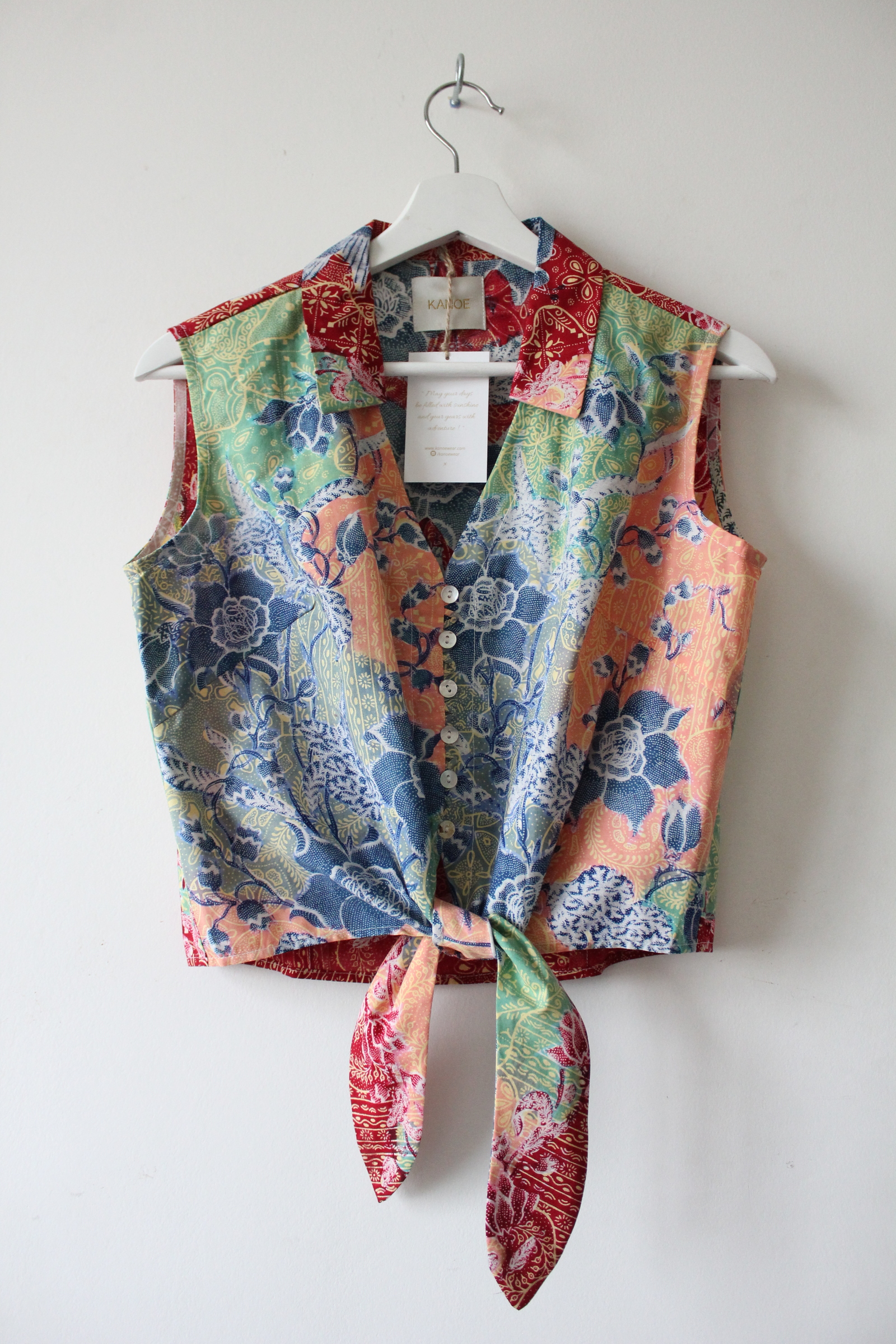 Pastel Sleeveless Vintage Top - Sylvia ( Handstamped Batik )