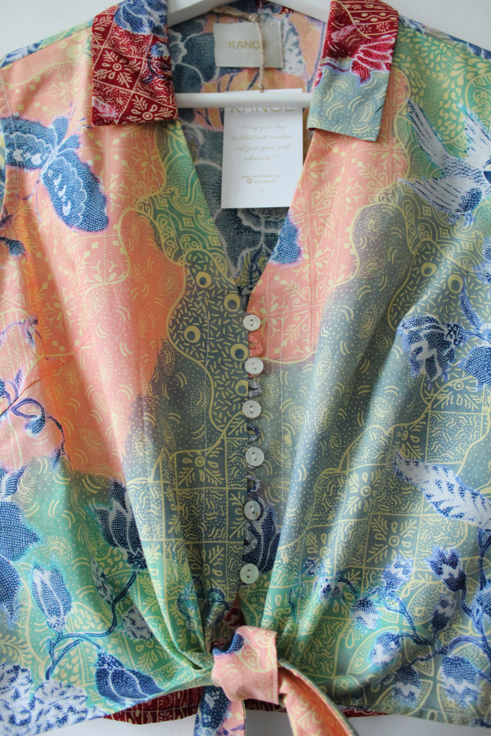Pastel Sleeveless Vintage Top - Elisa ( Handstamped Batik )