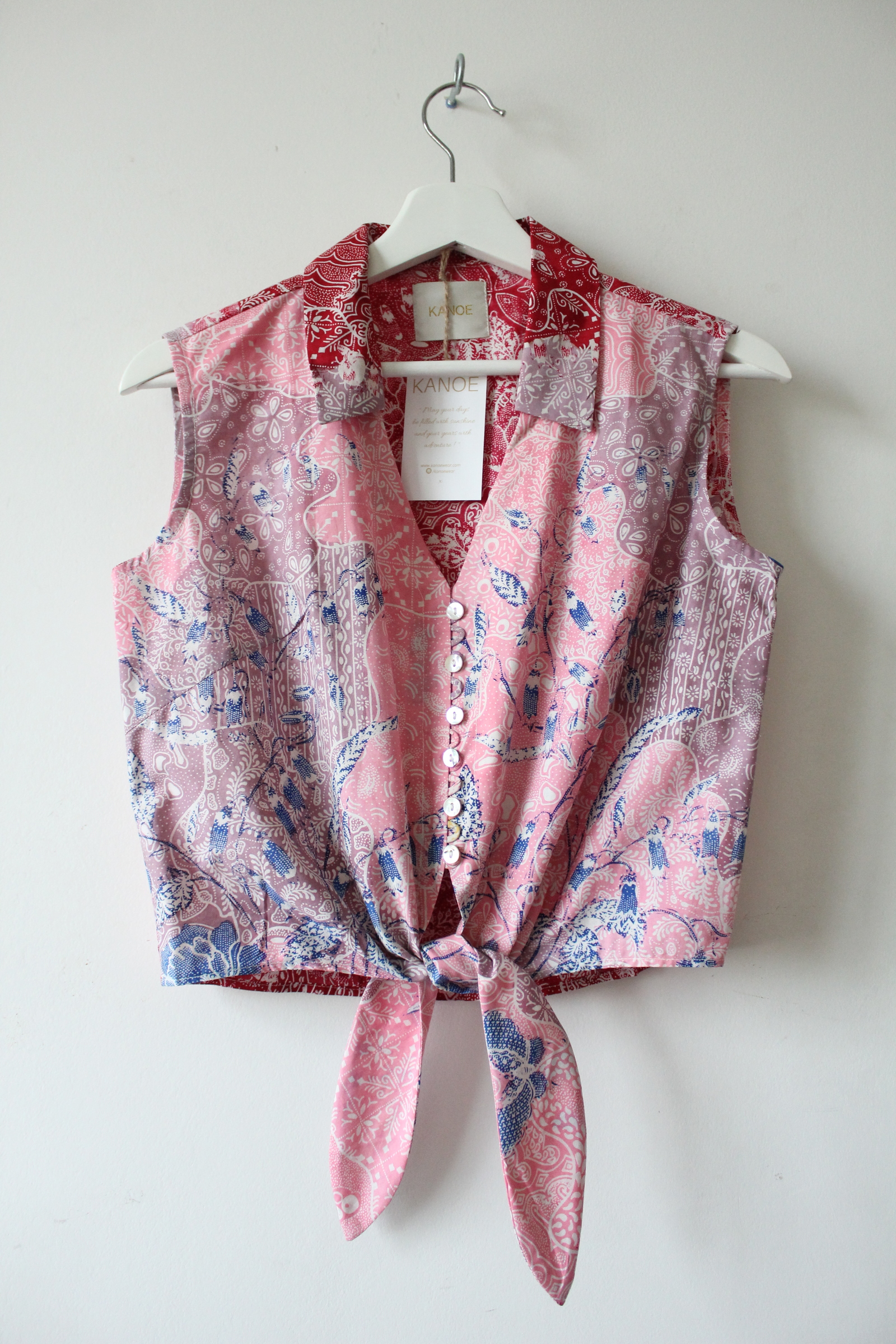 Pastel Sleeveless Vintage Top - Alice ( Handstamped Batik )