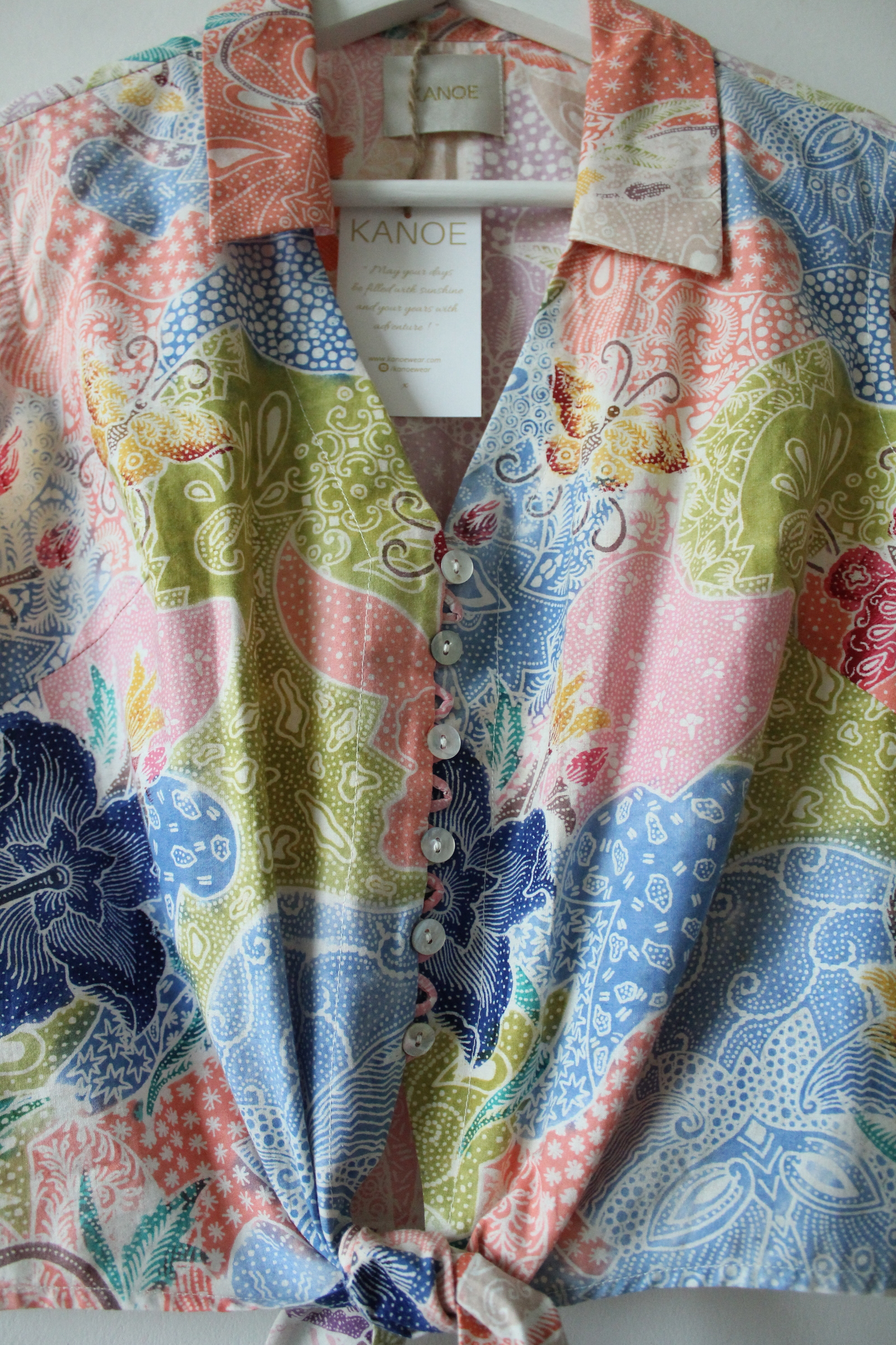 Pastel Sleeveless Vintage Top - Nessie ( Handstamped Batik )