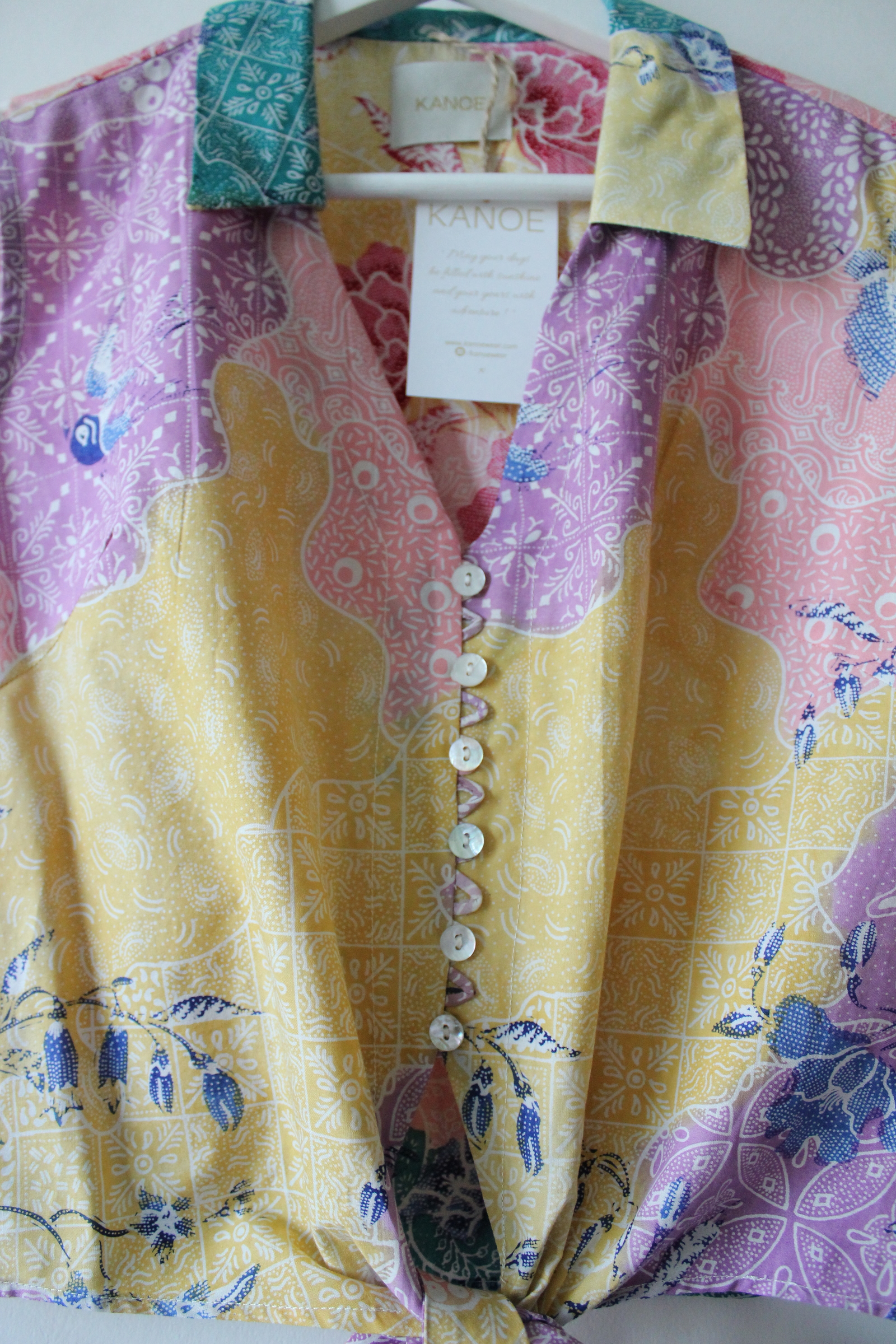 Pastel Sleeveless Vintage Top - Amelia (Blue) ( Handstamped Batik )