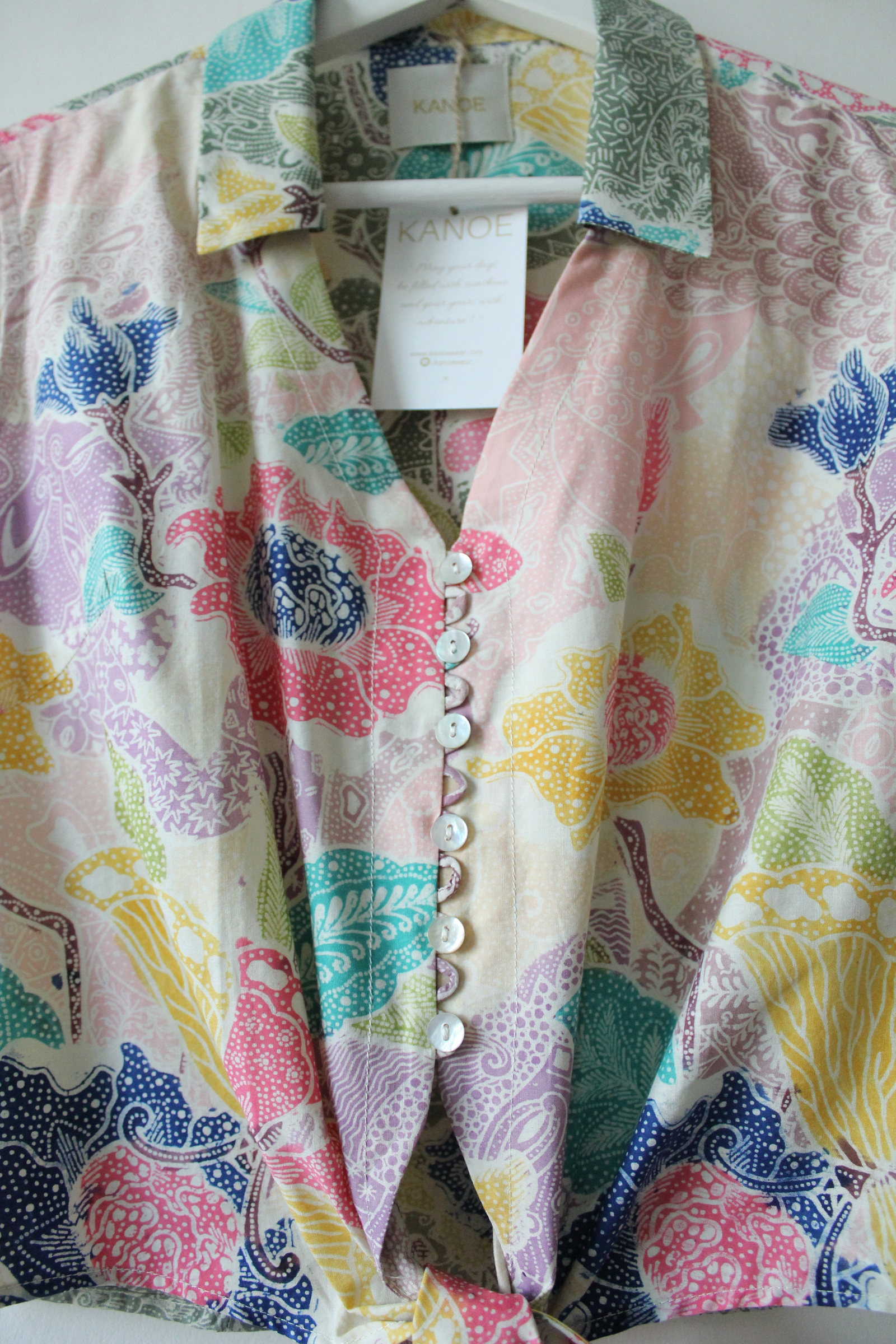 Pastel Sleeveless Vintage Top - Olivia ( Handstamped Batik )