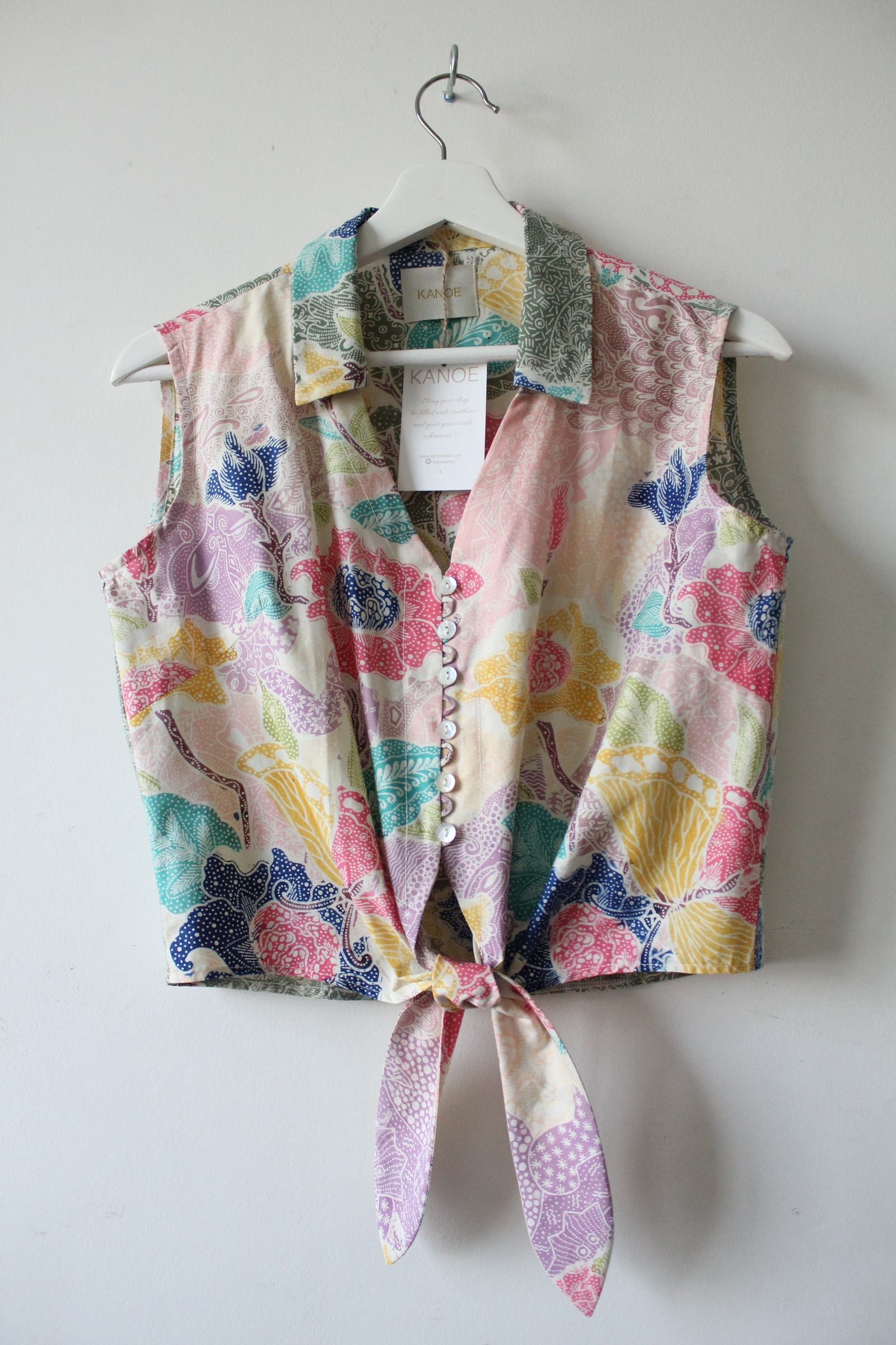 Pastel Sleeveless Vintage Top - Olivia ( Handstamped Batik )