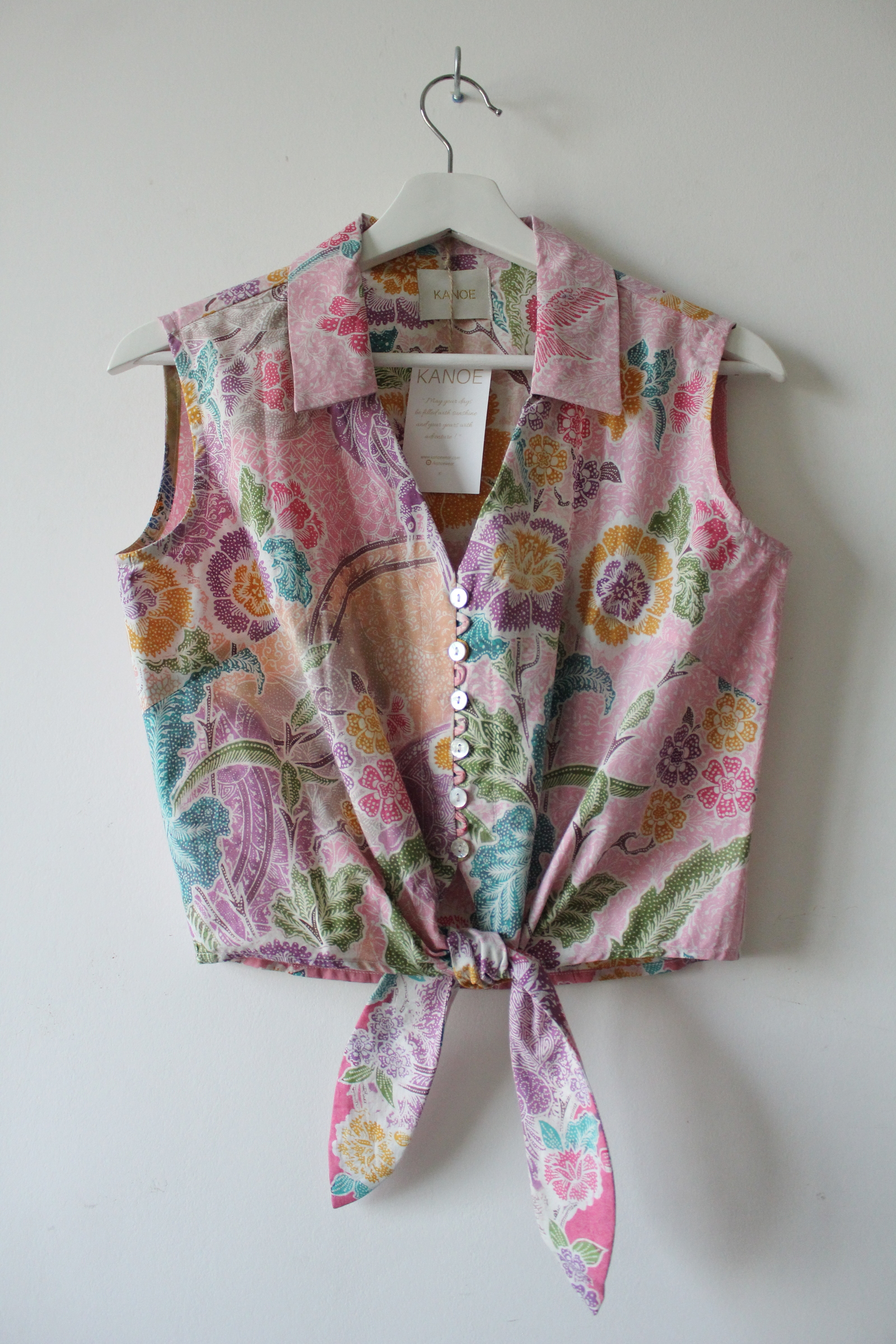 Pastel Sleeveless Vintage Top - Lydia ( Handstamped Batik )