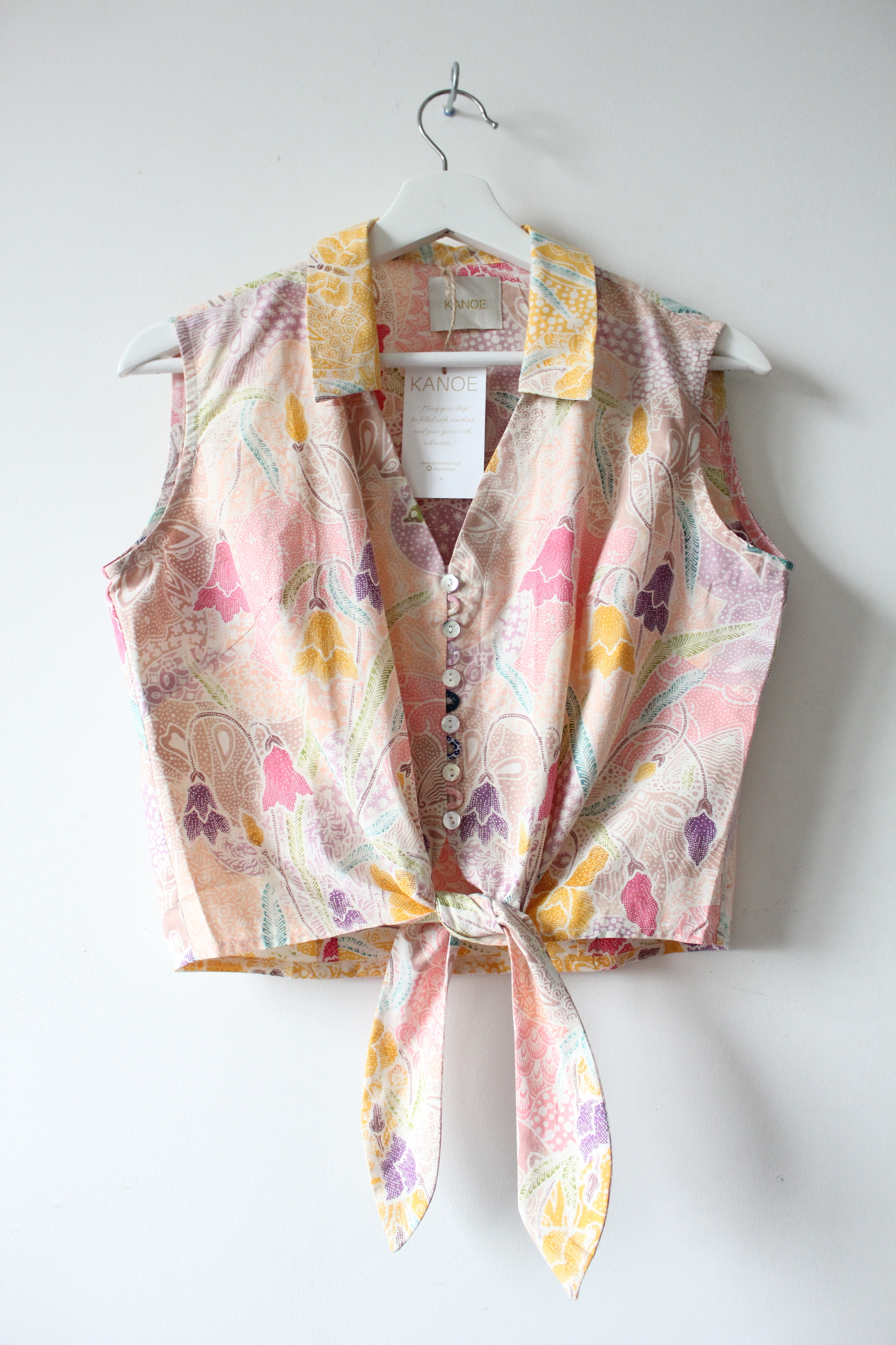 Pastel Sleeveless Vintage Top - Elsie ( Handstamped Batik )