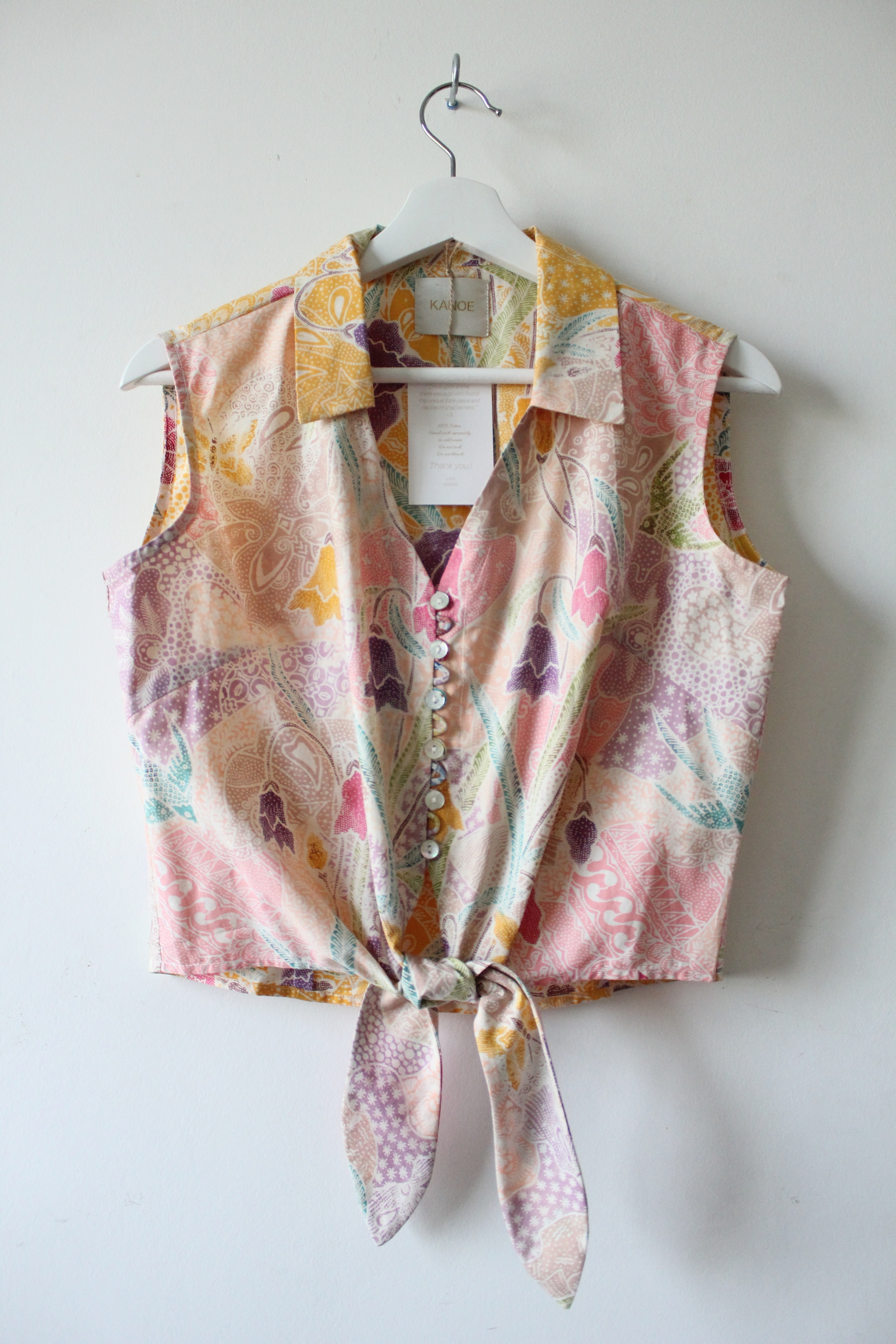 Pastel Sleeveless Vintage Top - Elaine ( Handstamped Batik )