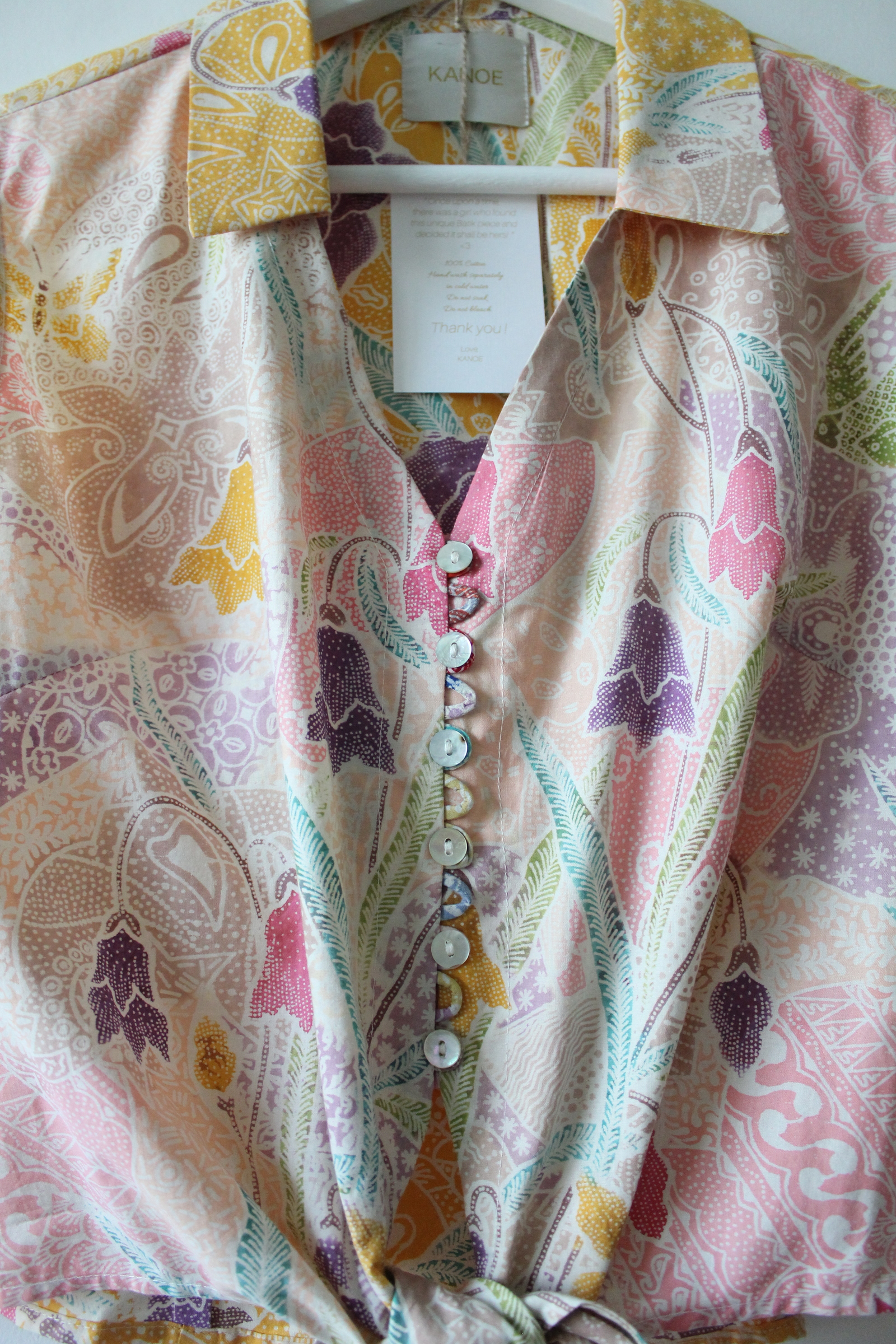 Pastel Sleeveless Vintage Top - Elaine ( Handstamped Batik )