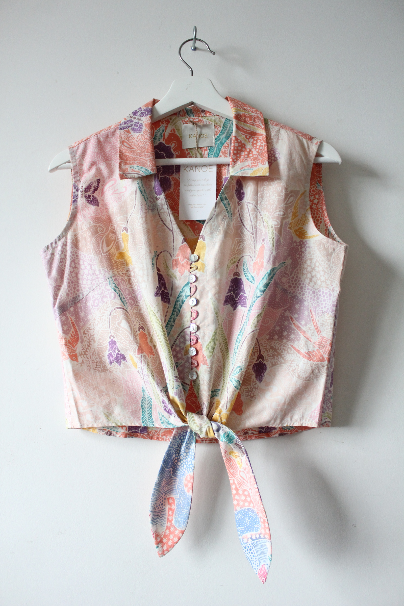 Pastel Sleeveless Vintage Top - Ester ( Handstamped Batik )